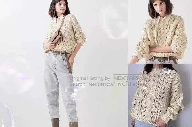 Brunello Cucinelli brunello cucinelli Cashmere Silk Sequin Openwork Sweater Size XS / US 0-2 / IT 36-38 - 9 Thumbnail