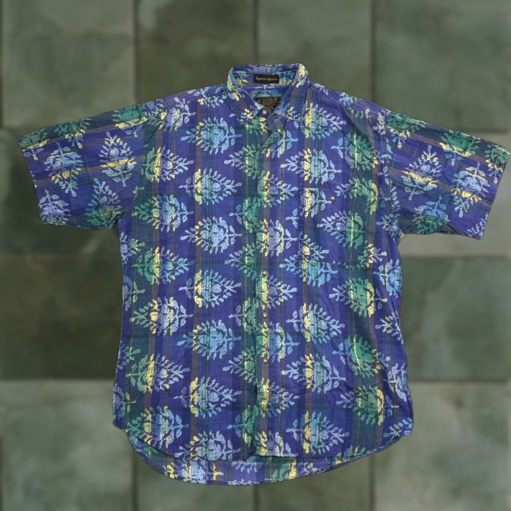 Eddie Bauer VINTAGE Eddie Bauer Button-Up Shirt Adult L Blue 90s Tropical Madras Collared Mens Size US L / EU 52-54 / 3 - 1 Thumbnail