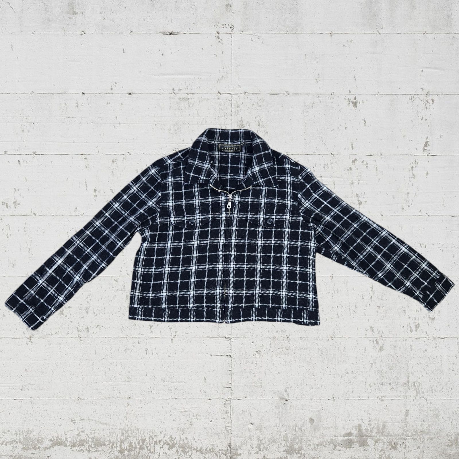 Vintage Vintage Plaid Wool Blend Cropped Zip Jacket Size Large Size L / US 10 / IT 46 - 3 Thumbnail