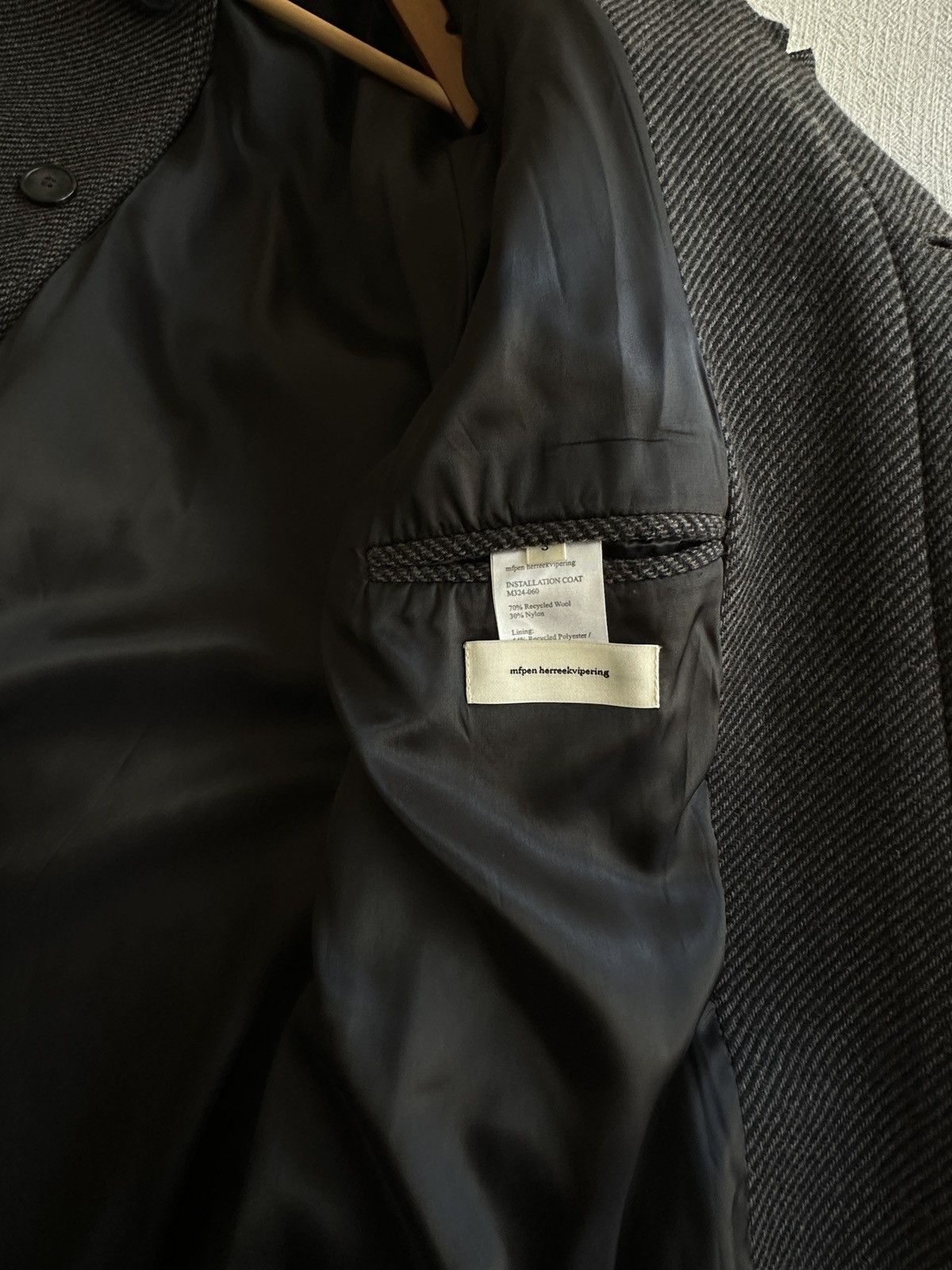 Mfpen Mfpen INSTALLATION COAT - BROWN HERRINGBONE RECYCLED WOOL Size US L / EU 52-54 / 3 - 6 Thumbnail