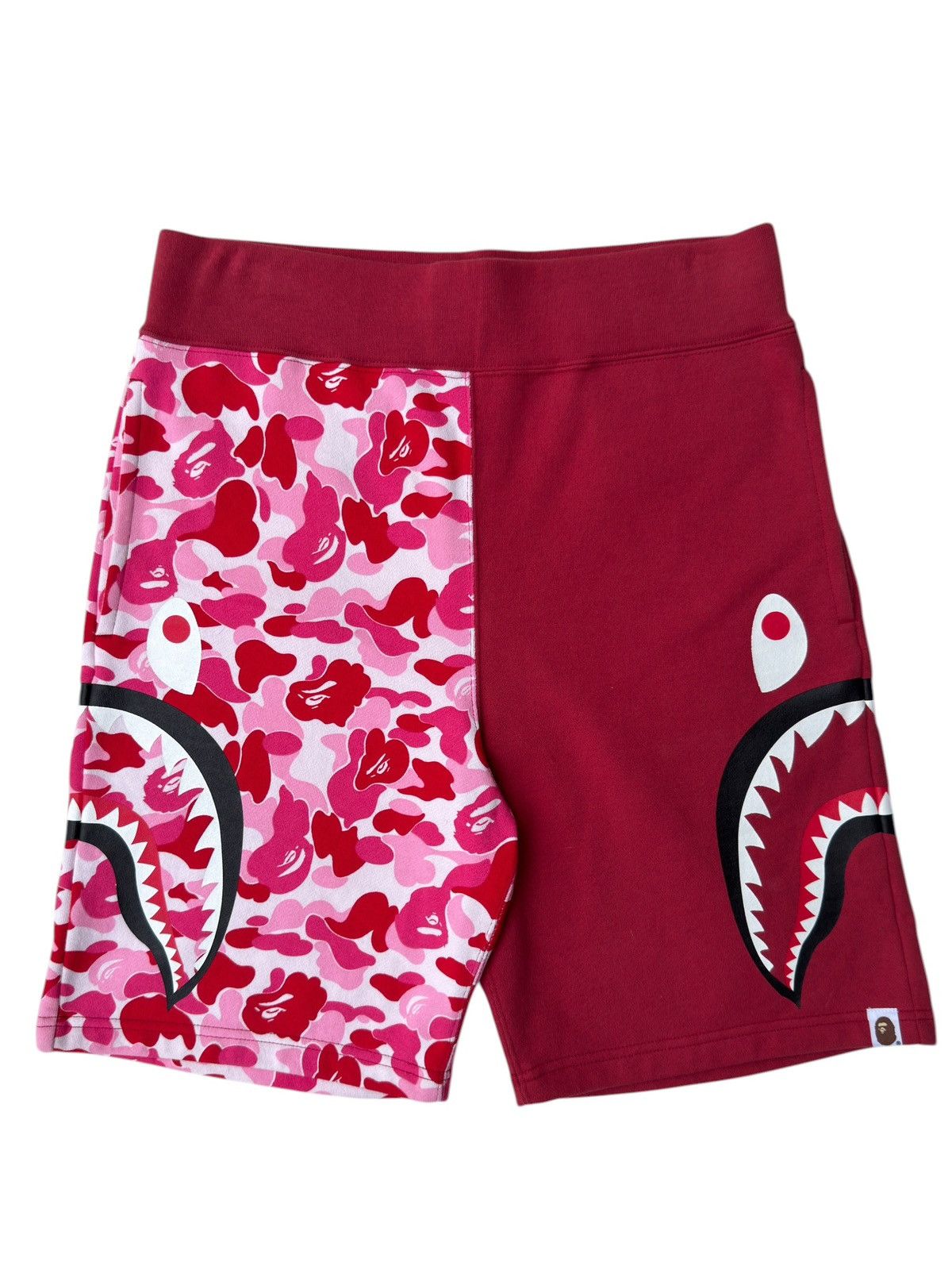 Bape BAPE ABC Split Camo Side Shark Sweat Shorts Red/Pink Size US 33 - 1 Thumbnail