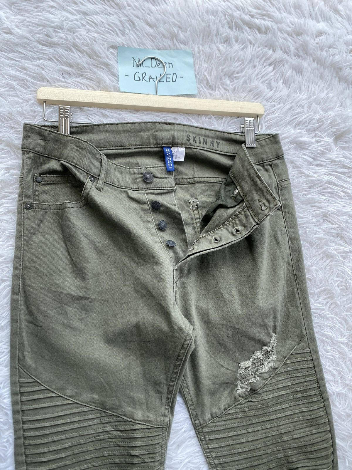 Japanese Brand Rare H&M Divided Distressed Biker Denim Skinny Pants Size US 31 - 12 Thumbnail