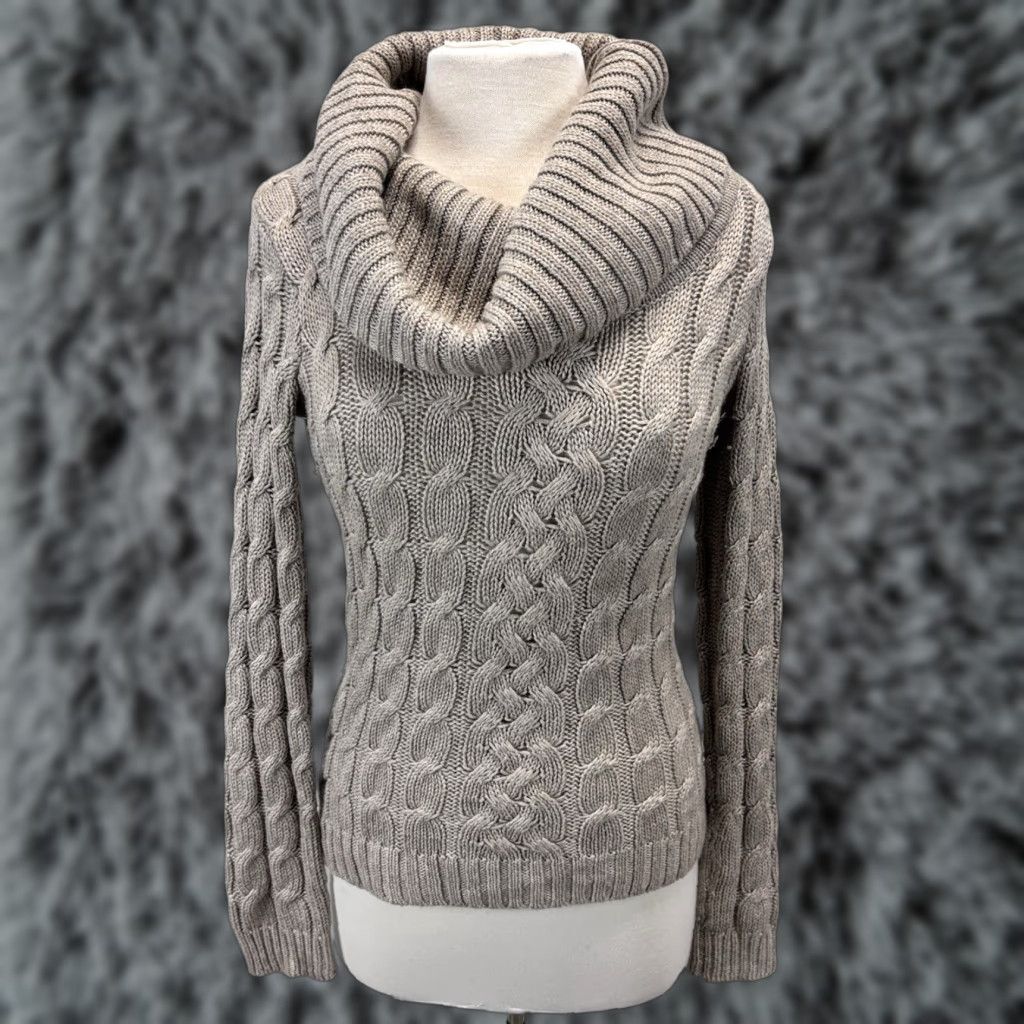 Vintage VINTAGE The Limited Angora Blend Sweater Women XS Brown Cowl Neck Cable Knit 90s Preppy Pullover Womens Size XS / US 0-2 / IT 36-38 - 1 Thumbnail