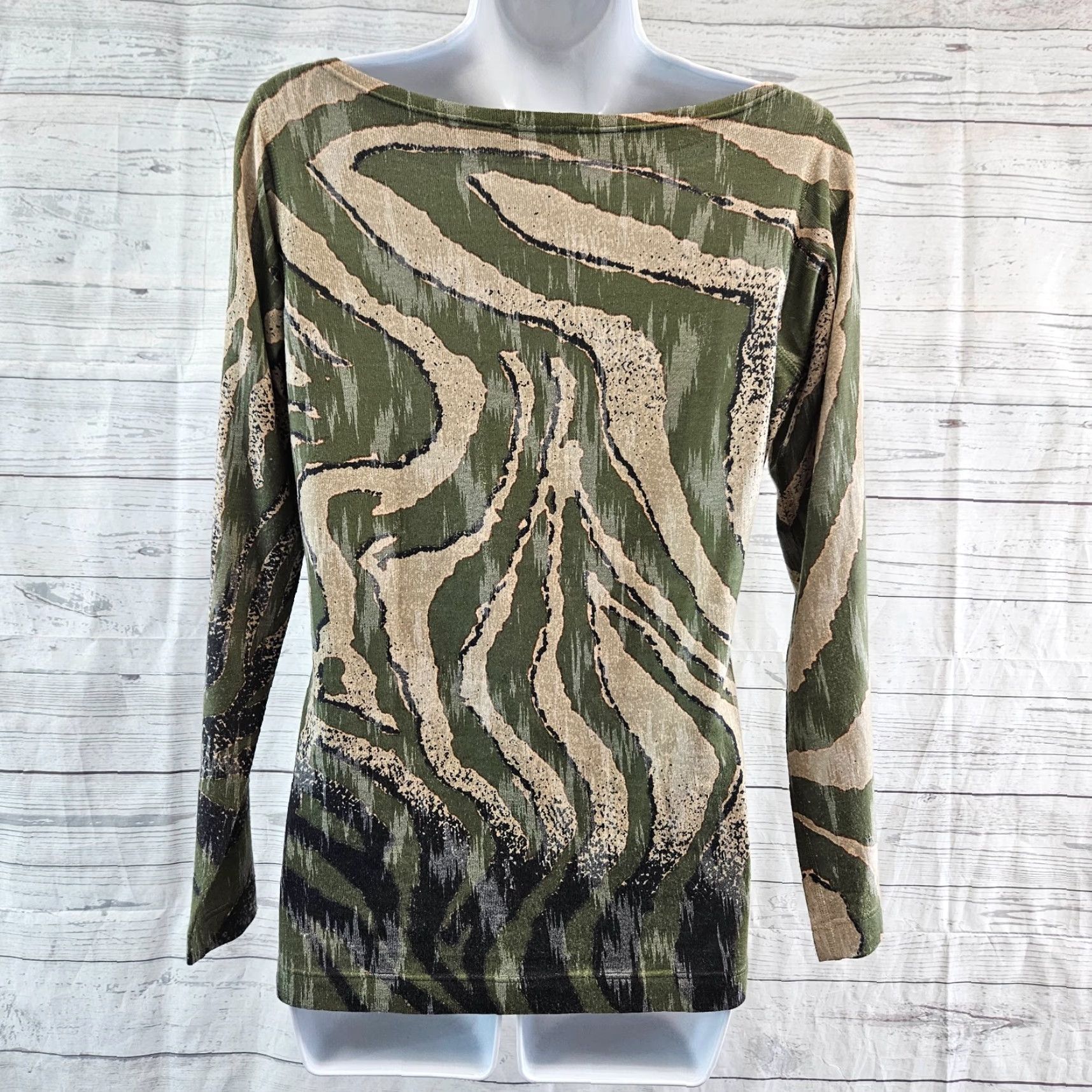 Vintage Nally & Millie Womens Knit Top S Green Long Sleeve Embellished Blouse Size S / US 4 / IT 40 - 4 Thumbnail