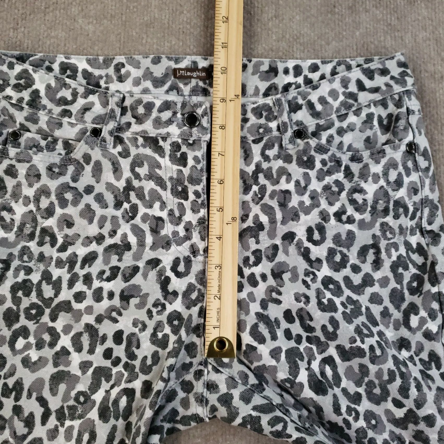 J.McLaughlin VINTAGE J McLaughlin Pants Womens Size 8 Animal Print Cotton Spandex Straight Leg Gray Size 30" / US 8 / IT 44 - 7 Thumbnail