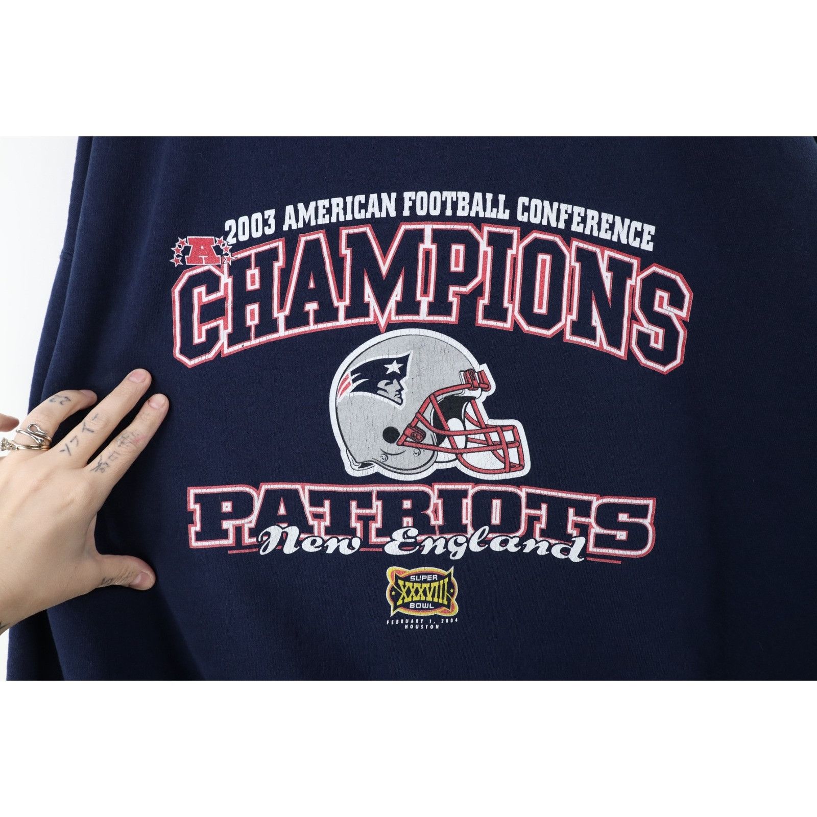 Vintage Vintage Y2K 2003 AFC Champs New England Patriots Sweatshirt Size US XXL / EU 58 / 5 - 4 Thumbnail