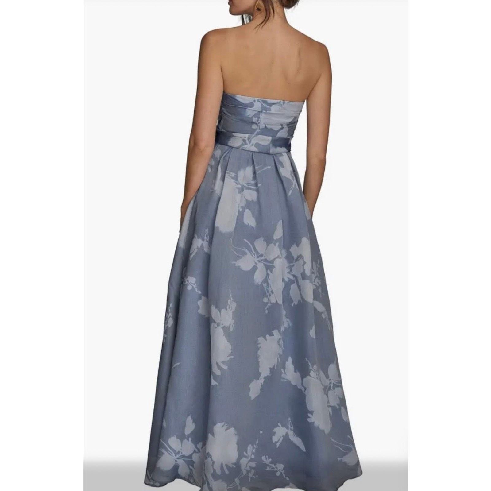 Donna Karan Donna Karan New York Women's Blue Floral Print Strapless 6 Size M / US 6-8 / IT 42-44 - 6 Thumbnail