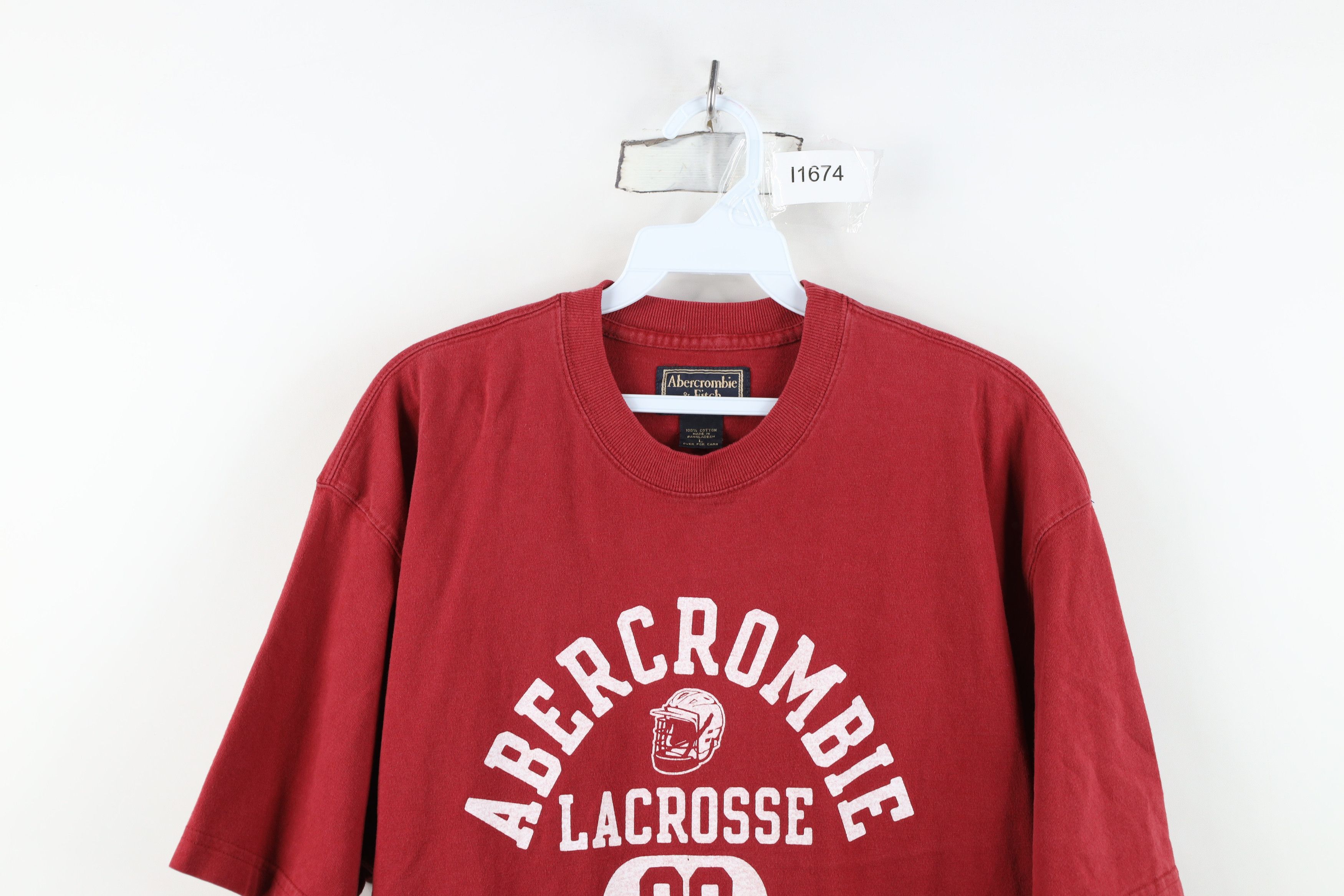 Abercrombie & Fitch Vintage 90s Y2K Abercrombie & Fitch Lacrosse T-Shirt Red Size US L / EU 52-54 / 3 - 2 Thumbnail