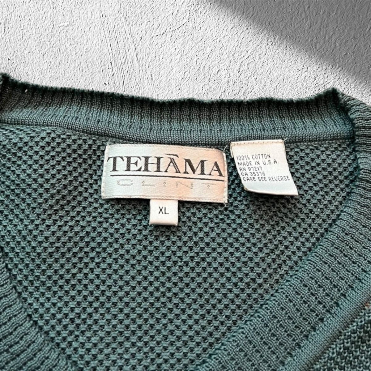 Vintage Vintage 90s Tehama Clint Green Cotton Knit Vest Made in USA Size US XL / EU 56 / 4 - 3 Thumbnail