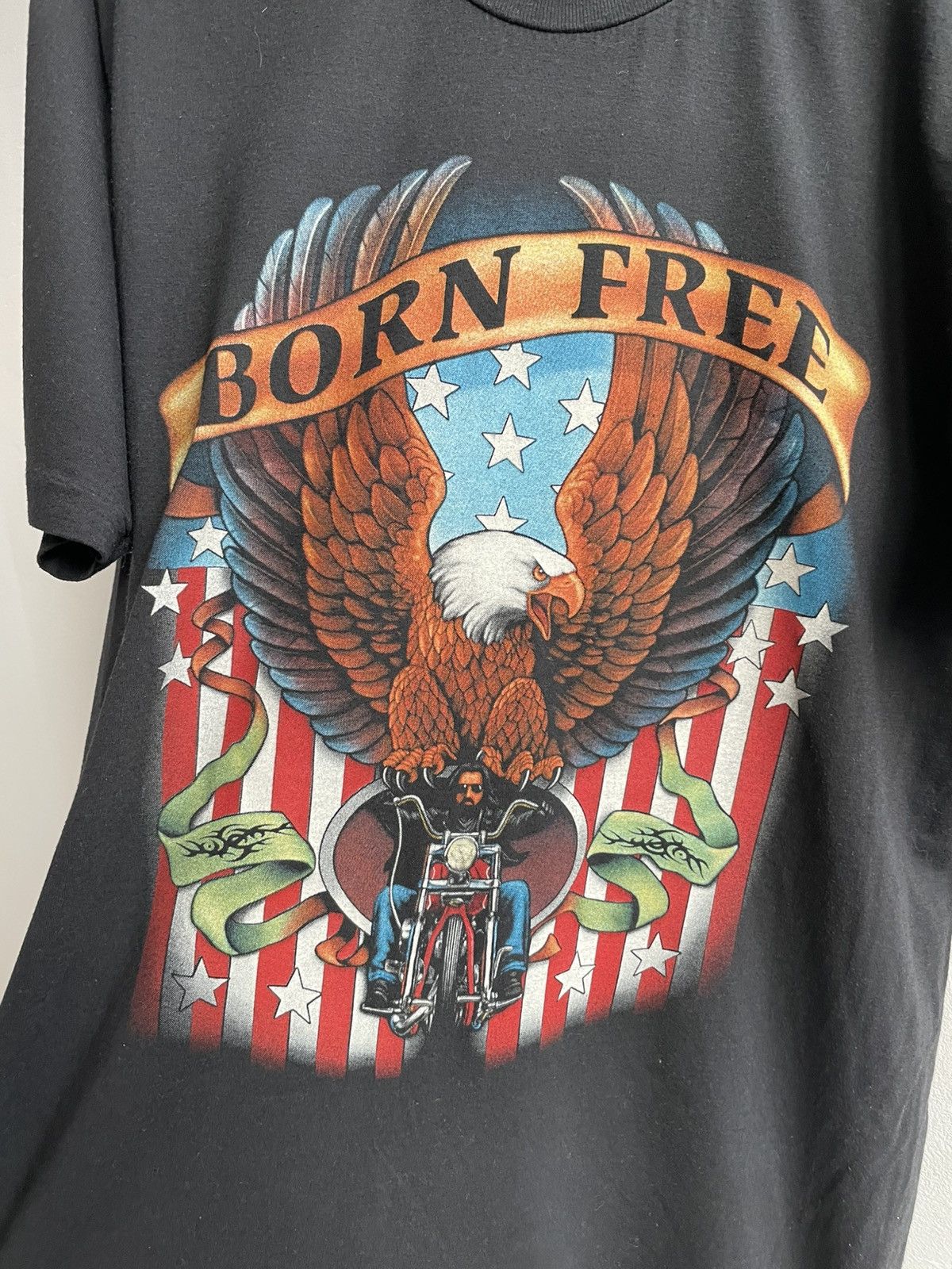 Vintage 3D EMBLEM 1990 1991 90s ROCK EAGLE BORN FREE T Shirt Tee Size US L / EU 52-54 / 3 - 6 Thumbnail