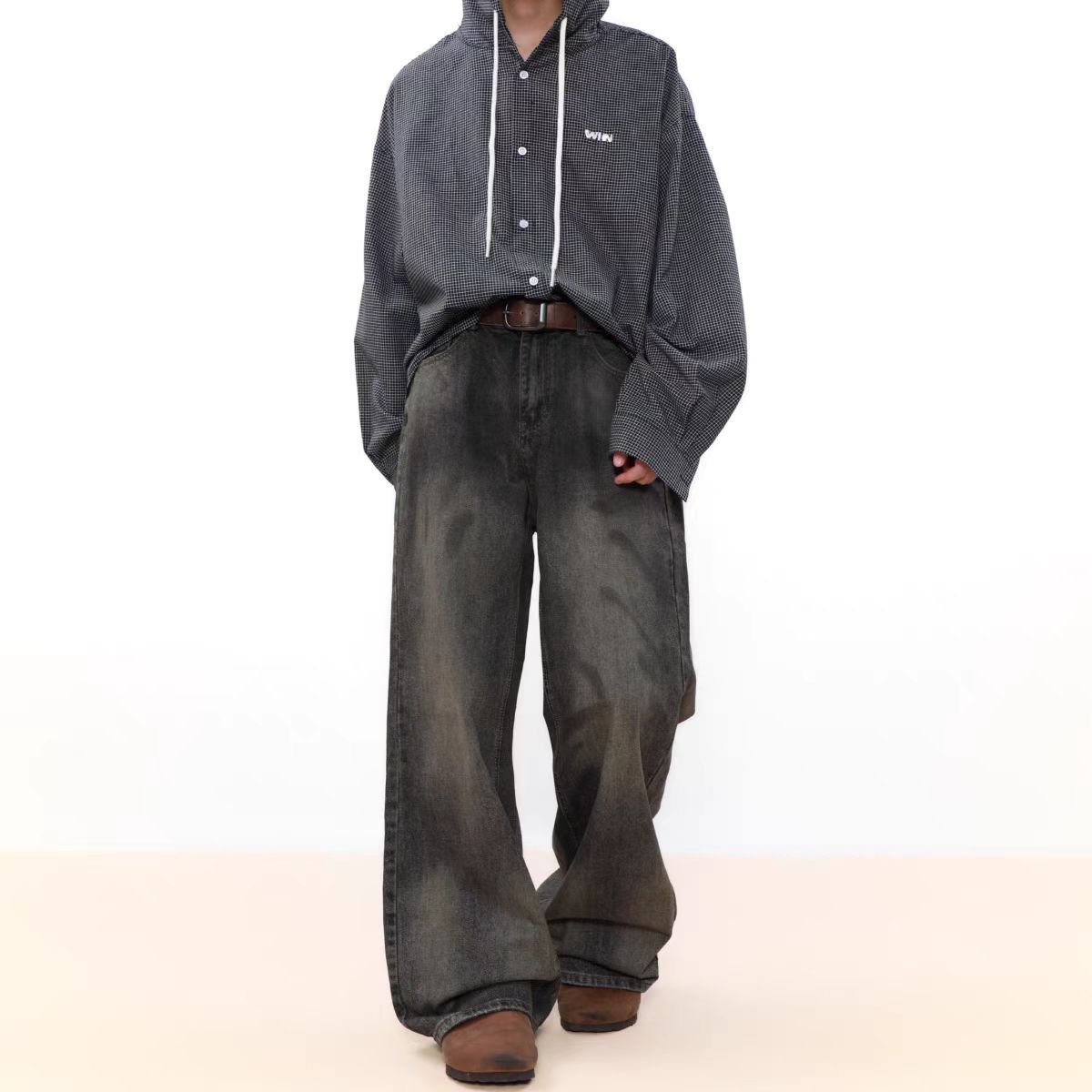 Japanese Brand × Jean Washed and distressed high street straight leg jeans Size US 33 - 3 Thumbnail