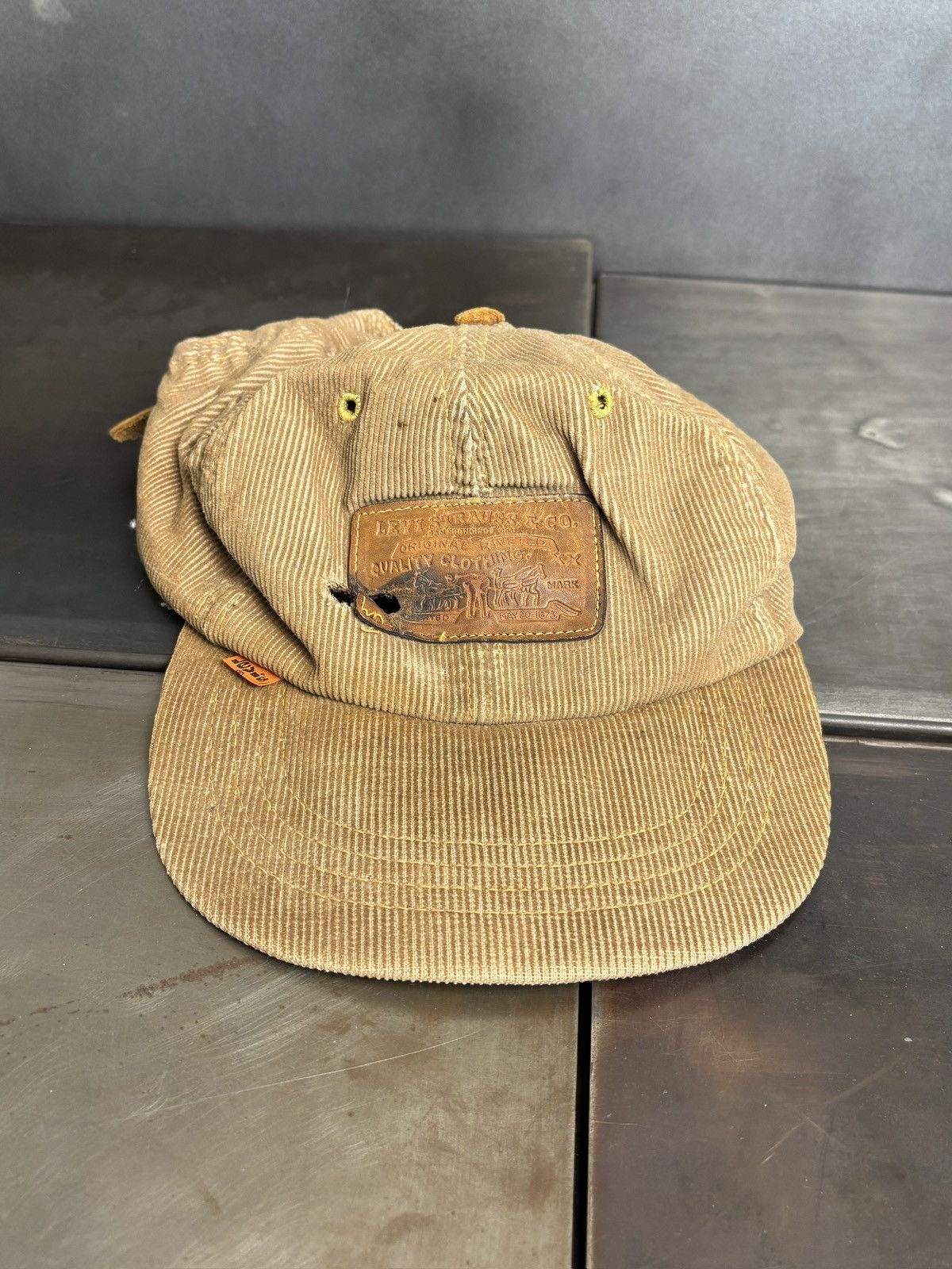 Levi's 1970s Vintage Levi's Orange Tab Corduroy Hat Leather Basebal Size ONE SIZE - 3 Thumbnail