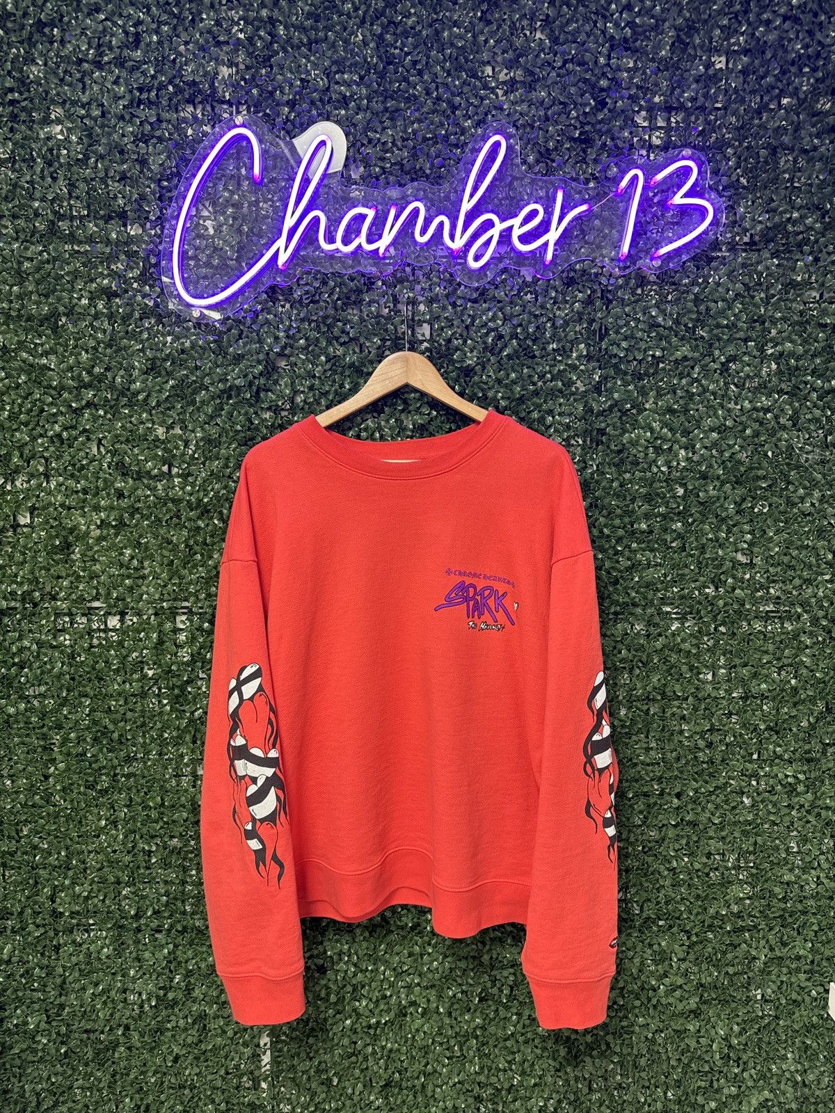 image of Chrome Hearts Chrome Heart Matty Boy Sadistic Crewneck in Orange, Men's (Size 2XL)