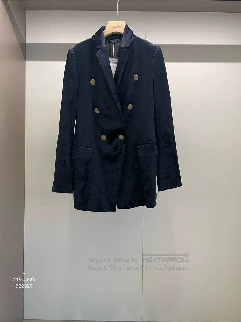 Brunello Cucinelli Brunello Cucinelli Navy Deep Blue Cotton Fiber Suit Jacket Size S / US 4 / IT 40 - 1 Thumbnail