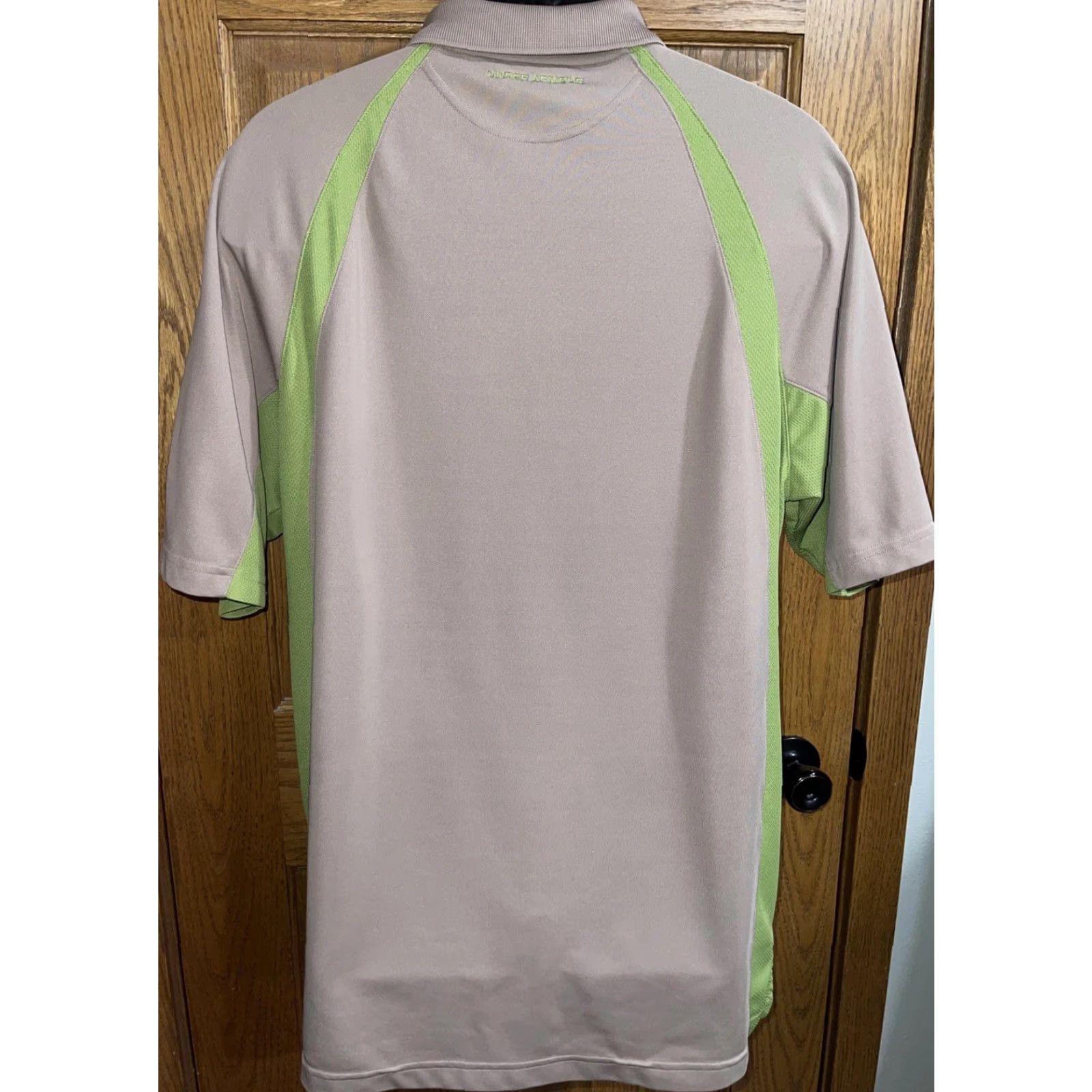 Under Armour Under Armour Polo Shirt Men XL Short Sleeve Stretch HeatGear Golf Tan Beige Lime Green Size US XL / EU 56 / 4 - 5 Thumbnail