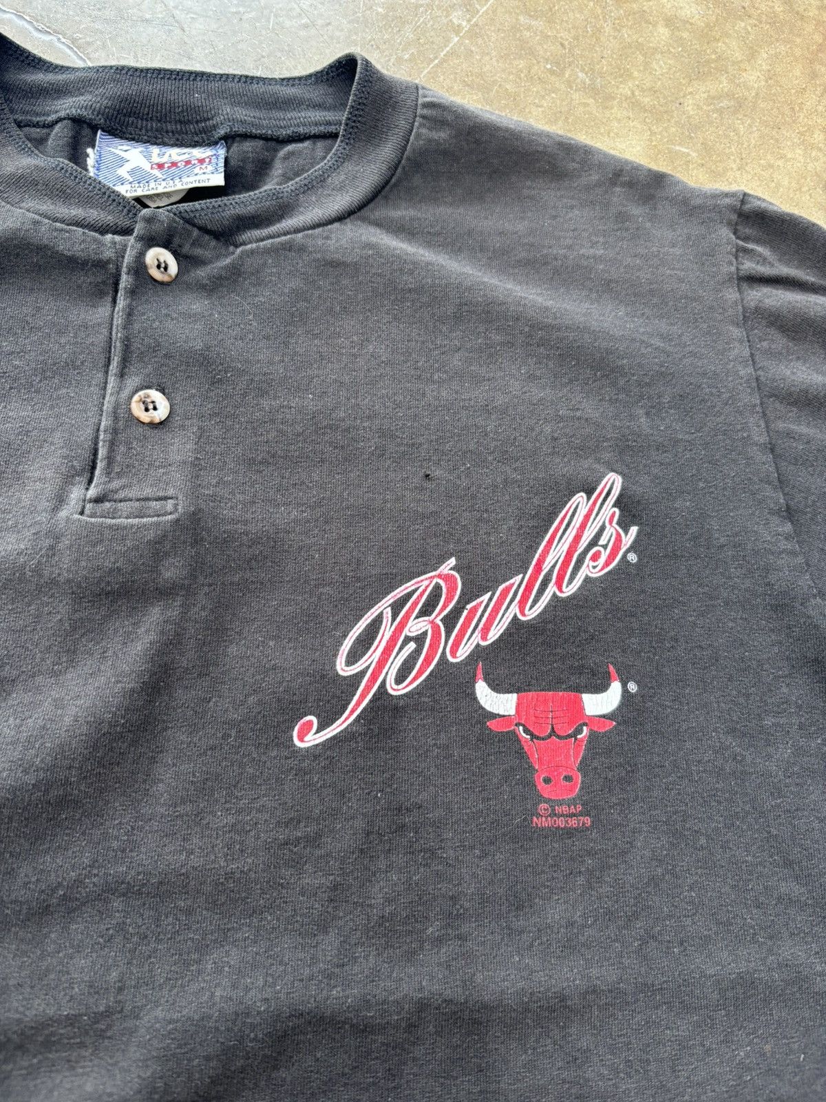 NBA × Vintage Vintage Chicago Bulls Lee Sport Quarter Button Tee Medium Size US M / EU 48-50 / 2 - 5 Thumbnail