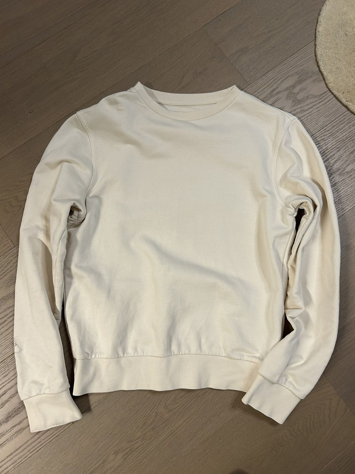 image of Maison Margiela Leather Elbow Pad Cream Sweater 48, Men's (Size Medium)