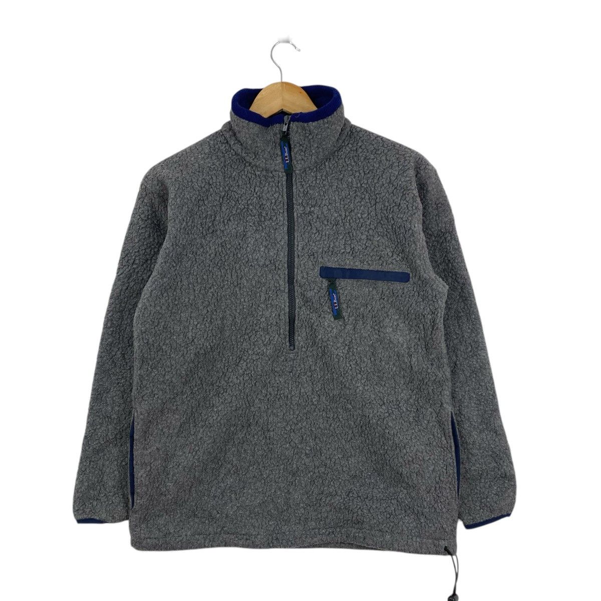 L.L. Bean Vintage 90s LL Bean Deep Pile Fleece Quarter Zip Grey S Size US S / EU 44-46 / 1 - 1 Thumbnail