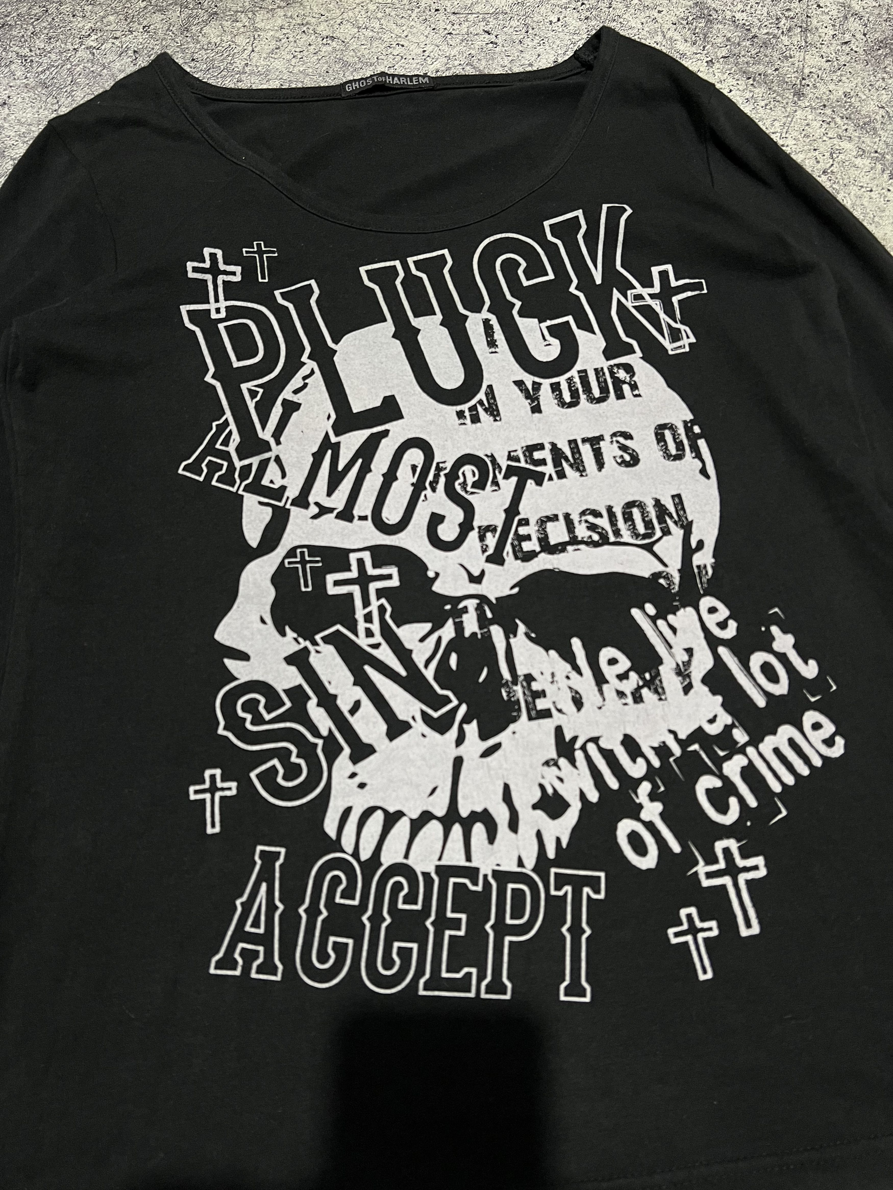 Japanese Brand 2000s Japanese Ifsix Skull Poem Long Sleeve Top y2k Lgb Size US S / EU 44-46 / 1 - 2 Thumbnail