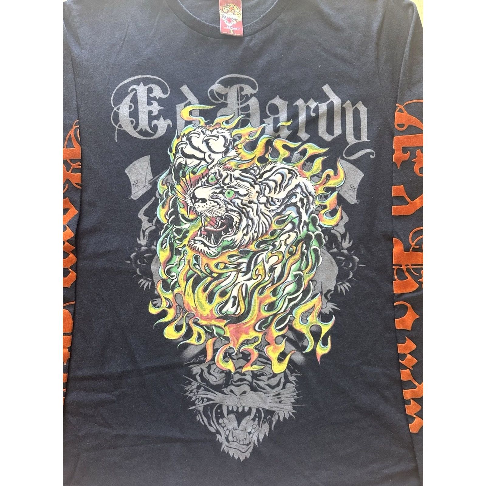 Ed Hardy VINTAGE Ed Hardy Men’s L Shirt Tiger Tattoo AOP Double-Sided Longsleeve Tee Y2K Black Size L / US 10 / IT 46 - 3 Thumbnail