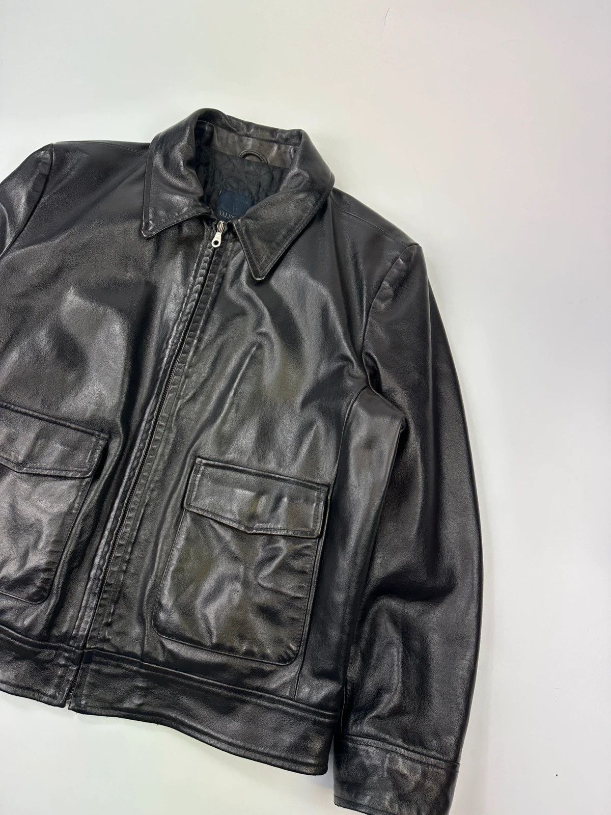 Valentino Valentino Late 90’s Glossy SheepSkin Leather Bomber Jacket Size US M / EU 48-50 / 2 - 6 Thumbnail