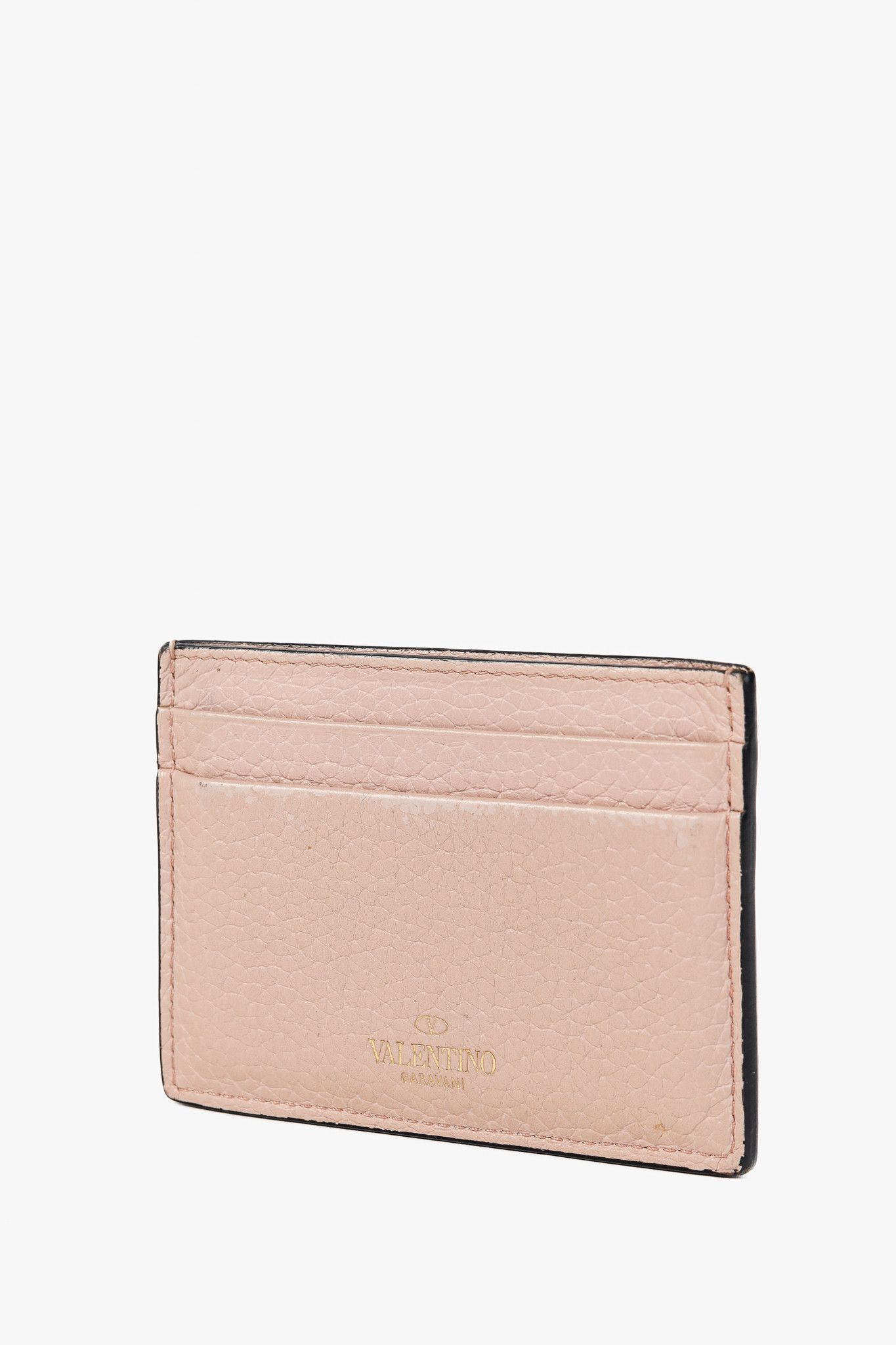 Valentino Valentino Garavani Peach Rockstud Leather Card Holder Size ONE SIZE - 3 Thumbnail