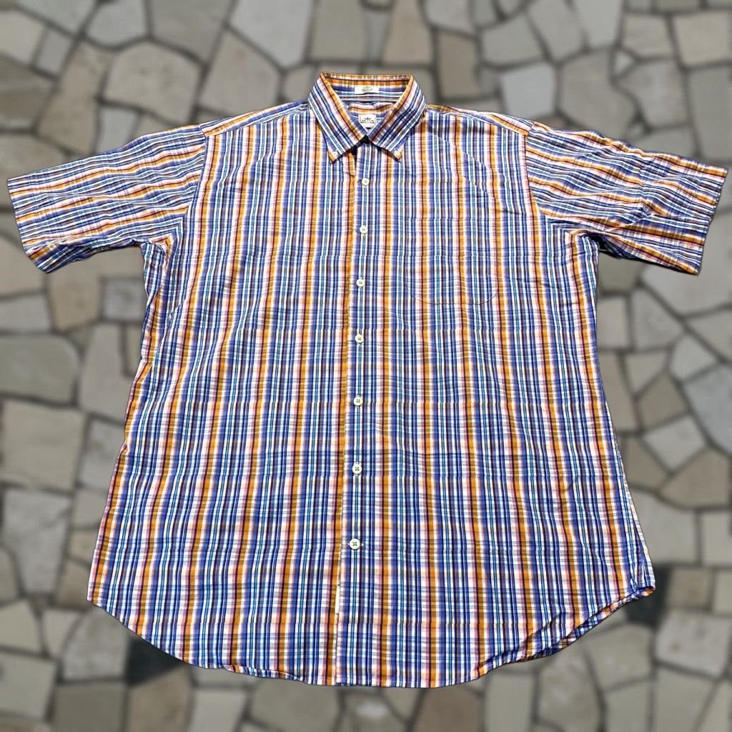Peter Millar Peter Millar Shirt Adult Large Blue Orange Plaid Button Up Casual Mens Size US L / EU 52-54 / 3 - 1 Thumbnail