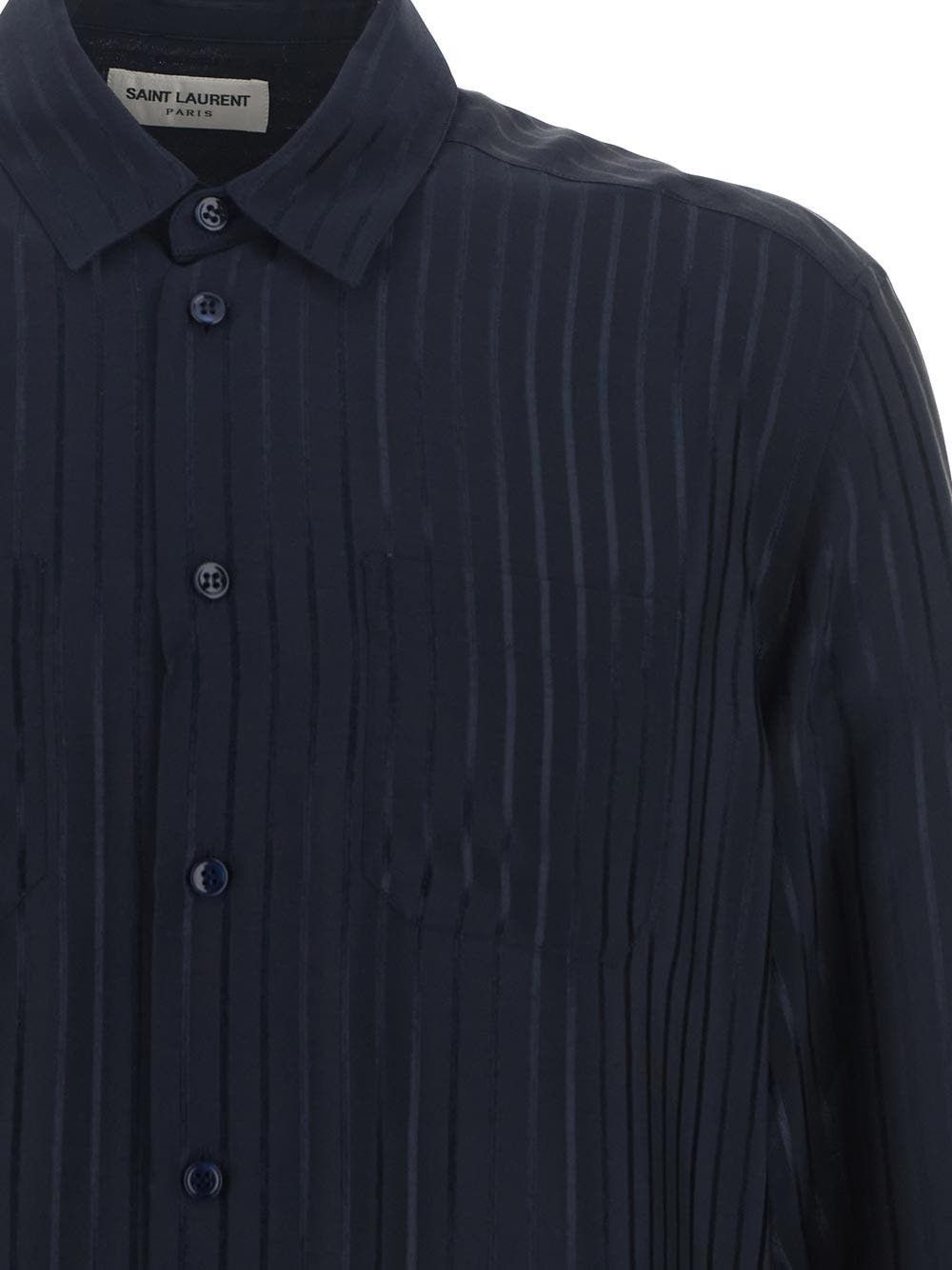 Saint Laurent Paris o1bcso1str1024 Cropped Shirt in Blue Size US S / EU 44-46 / 1 - 3 Thumbnail