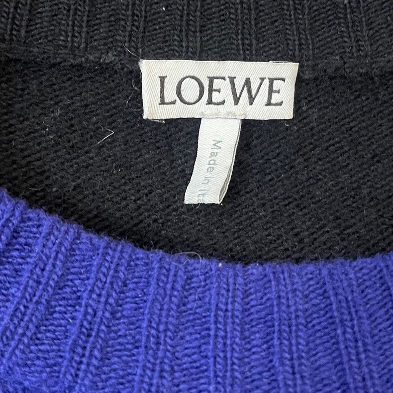 Loewe loewe Blue and black color-blocked round-neck wool sweater Size US S / EU 44-46 / 1 - 5 Thumbnail