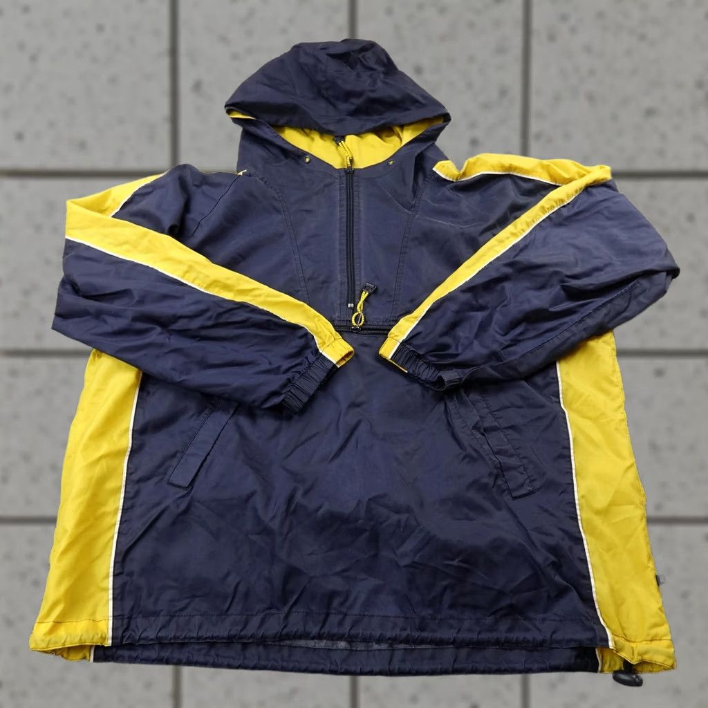 Gap VINTAGE Gap Jacket Mens XL Blue Yellow Anorak 1/2 Zip Windbreaker Pullover Coat Pockets Hooded Lined Nylon Zipper Stand-Up Collar Casual Outdoor Size US XL / EU 56 / 4 - 1 Thumbnail