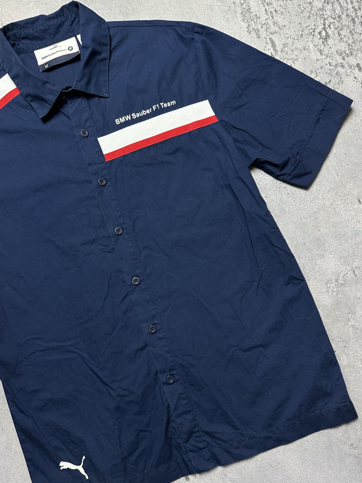 BMW × Puma Puma BMW Sauber F1 Motor Shirt Button Up y2k 00s Racing Tee Size US M / EU 48-50 / 2 - 4 Thumbnail