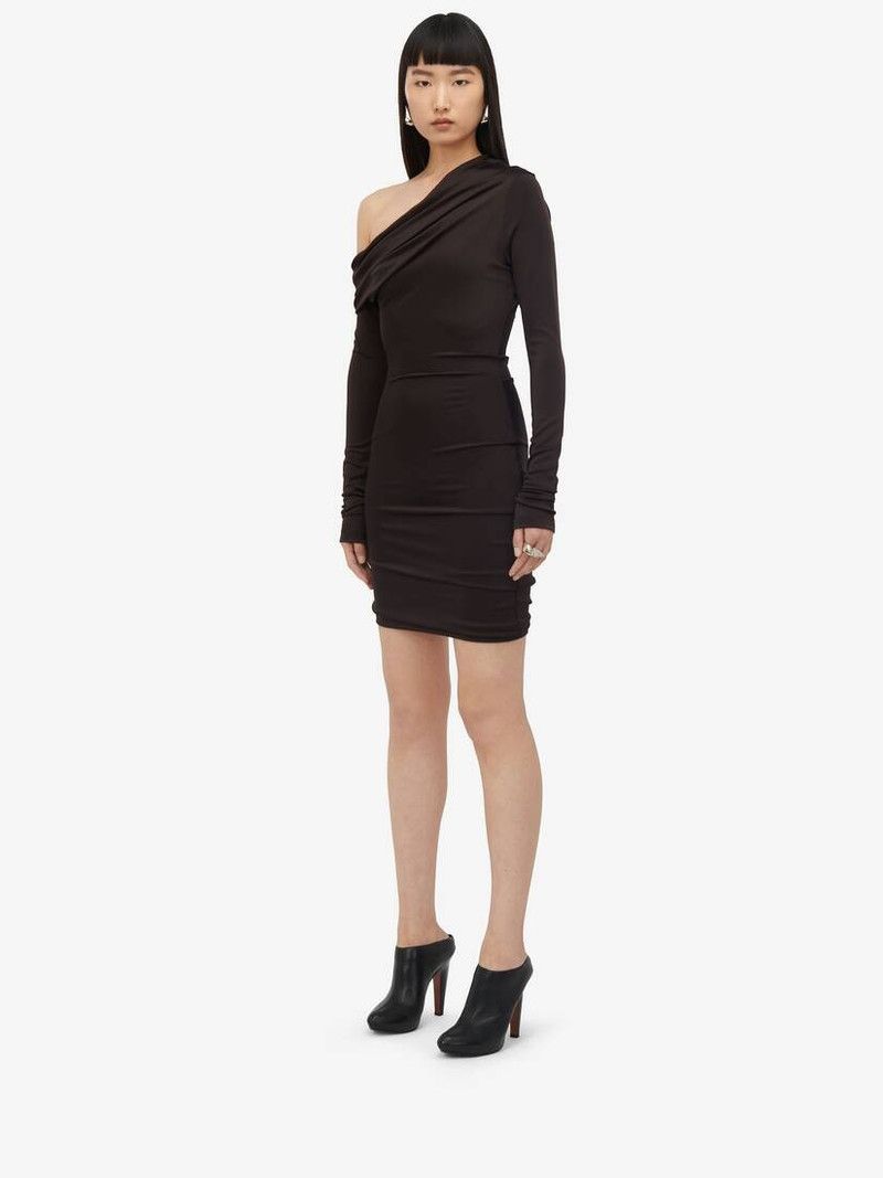Alexander McQueen o1srvl11e0326 Asymmetric Mini Dress in Black Size XL / US 12-14 / IT 48-50 - 5 Thumbnail