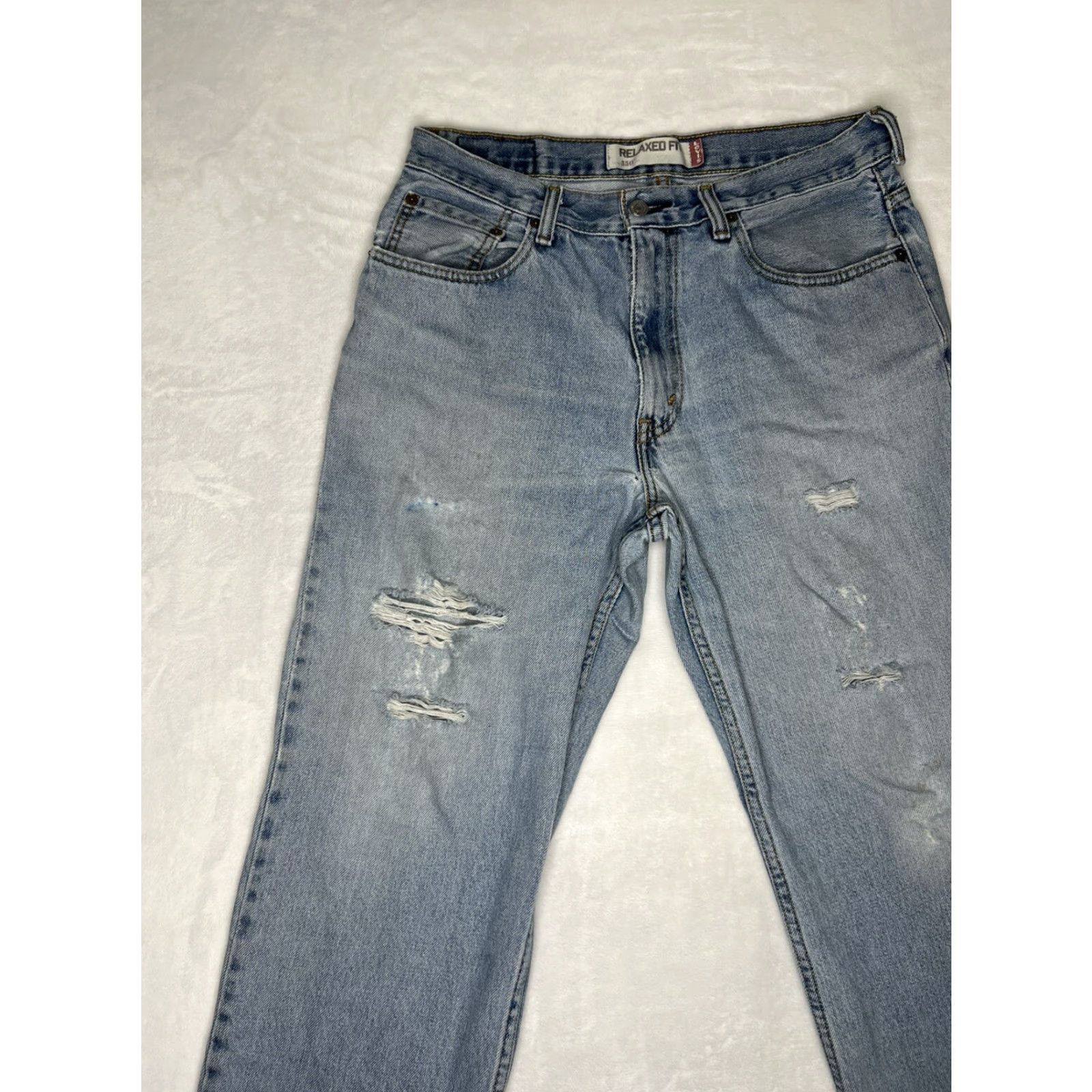 Levi's VINTAGE Levi’s 550 Blue Denim Jeans MEN Regular 33x29 Light Distressed Grunge 90s Jeans Size US 33 - 3 Thumbnail
