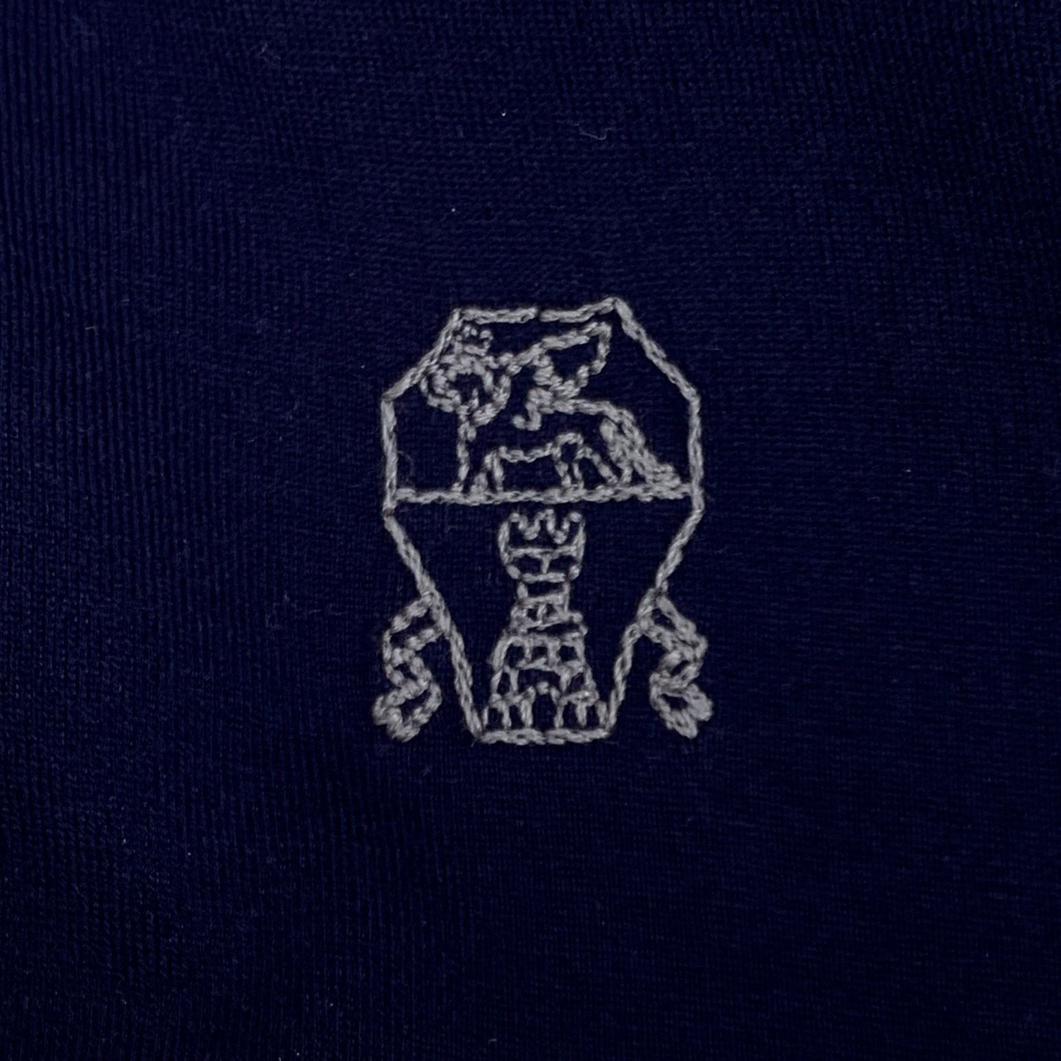 Brunello Cucinelli Brunello Cucinelli Navy Logo Embroidered Cotton Crewneck T-S Size US S / EU 44-46 / 1 - 4 Thumbnail