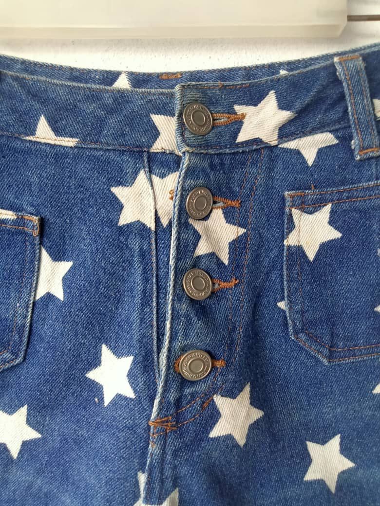 Japanese Brand Star Print Short Denim Size 27" / US 4 / IT 40 - 2 Thumbnail