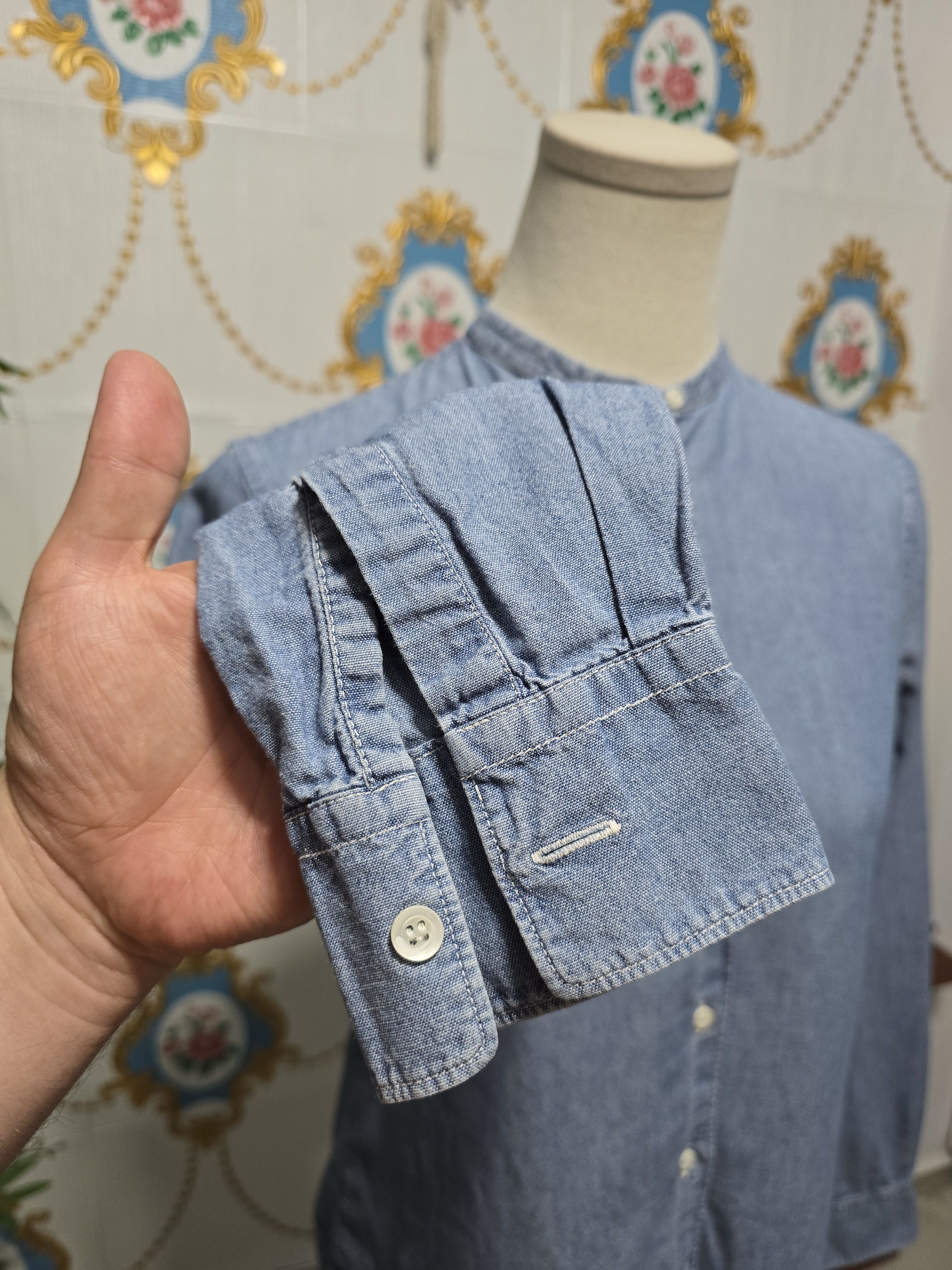 Aspesi Aspesi light blue chambray shirt with a band collar. SMALL Size S / US 4 / IT 40 - 6 Thumbnail