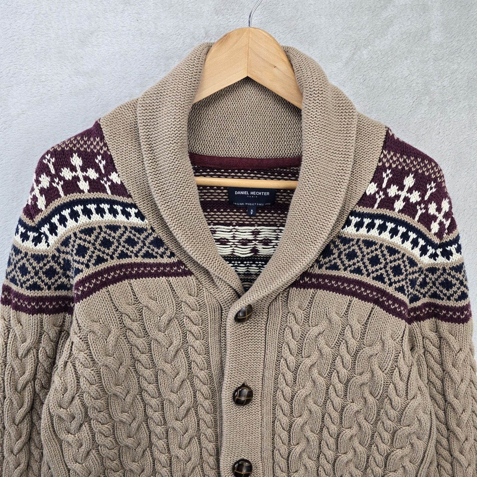 Daniel Hechter Daniel Hechter Shawl Cardigan Small Fair Isle Cable Knit Size US S / EU 44-46 / 1 - 3 Thumbnail