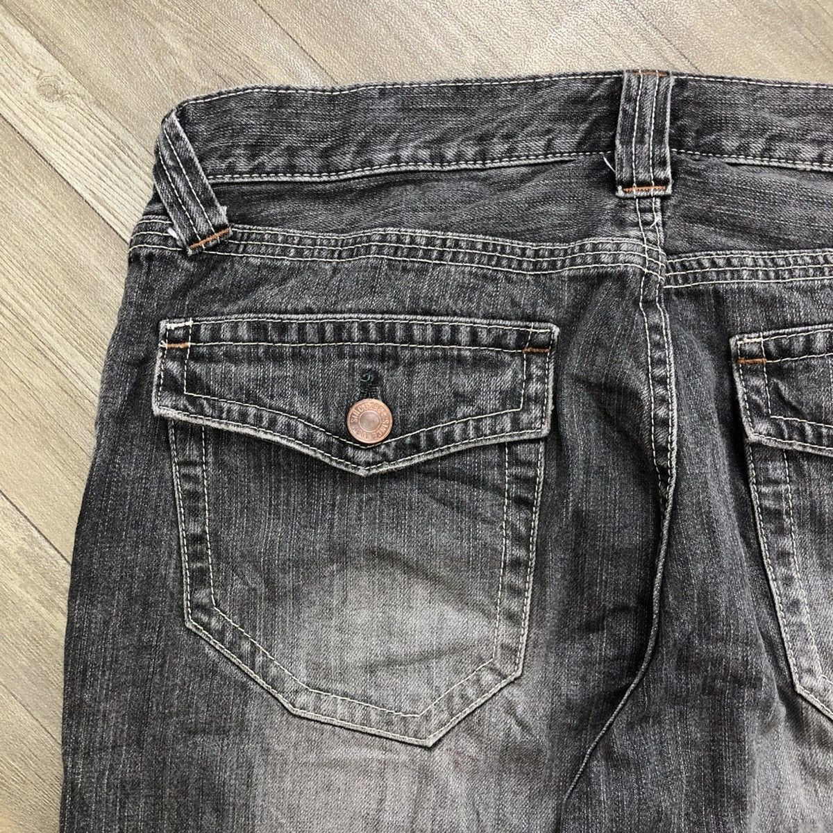 If Six Was Nine 1990s Vintage Uniqlo Black Washed LGB Bootcut Flared Jeans Size US 33 - 11 Thumbnail