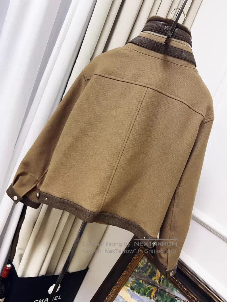 Hermes Hermes Sheepskin Collar Patch Deer Leather Brown Jacket Co Size XS / US 0-2 / IT 36-38 - 2 Thumbnail