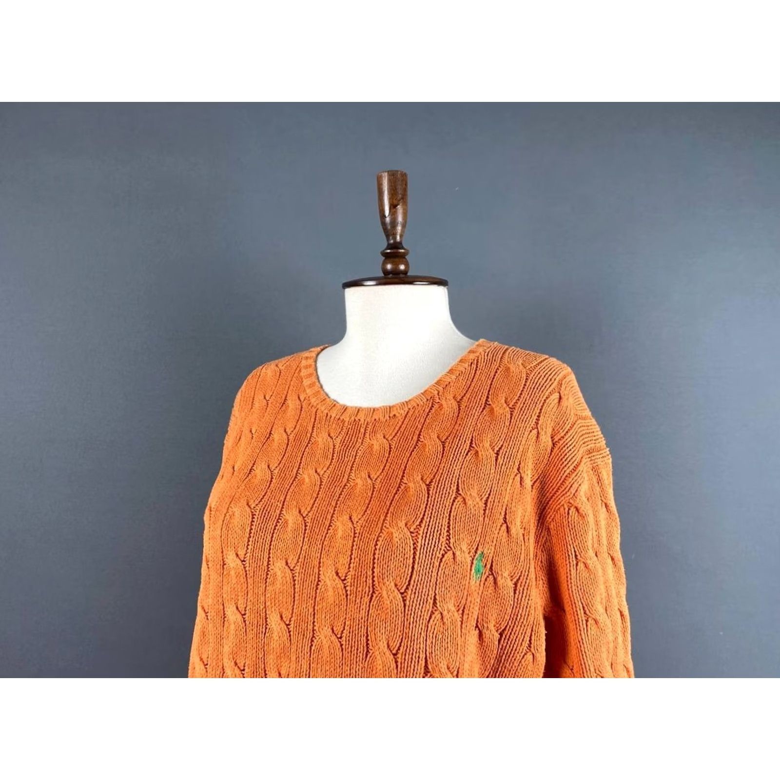 Polo Ralph Lauren Polo Ralph Lauren Mens Cable Knit Sweater XL Orange Pima Cotton Long Sleeve Crew Neck Pullover, Regular Fit, Logo, Classics, Knitwear Size US XL / EU 56 / 4 - 5 Thumbnail