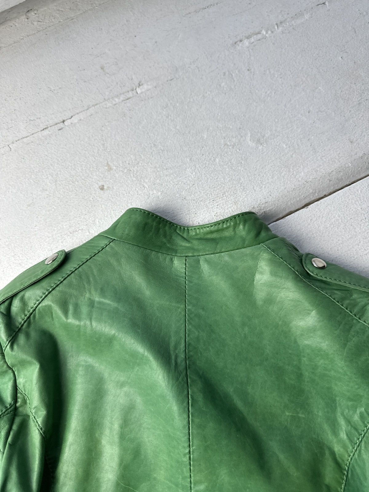 Other 🚨Y2K RICK OWENS TYPE DIRTY SLIM FIT ZIP LEATHER JACKET Size S / US 4 / IT 40 - 14 Thumbnail