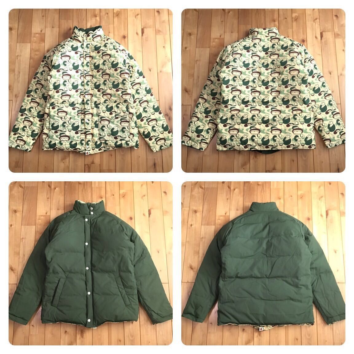 image of Reversible Down Jacket Milo Camo Green Bape A Bathing Ape, Men's (Size Medium)