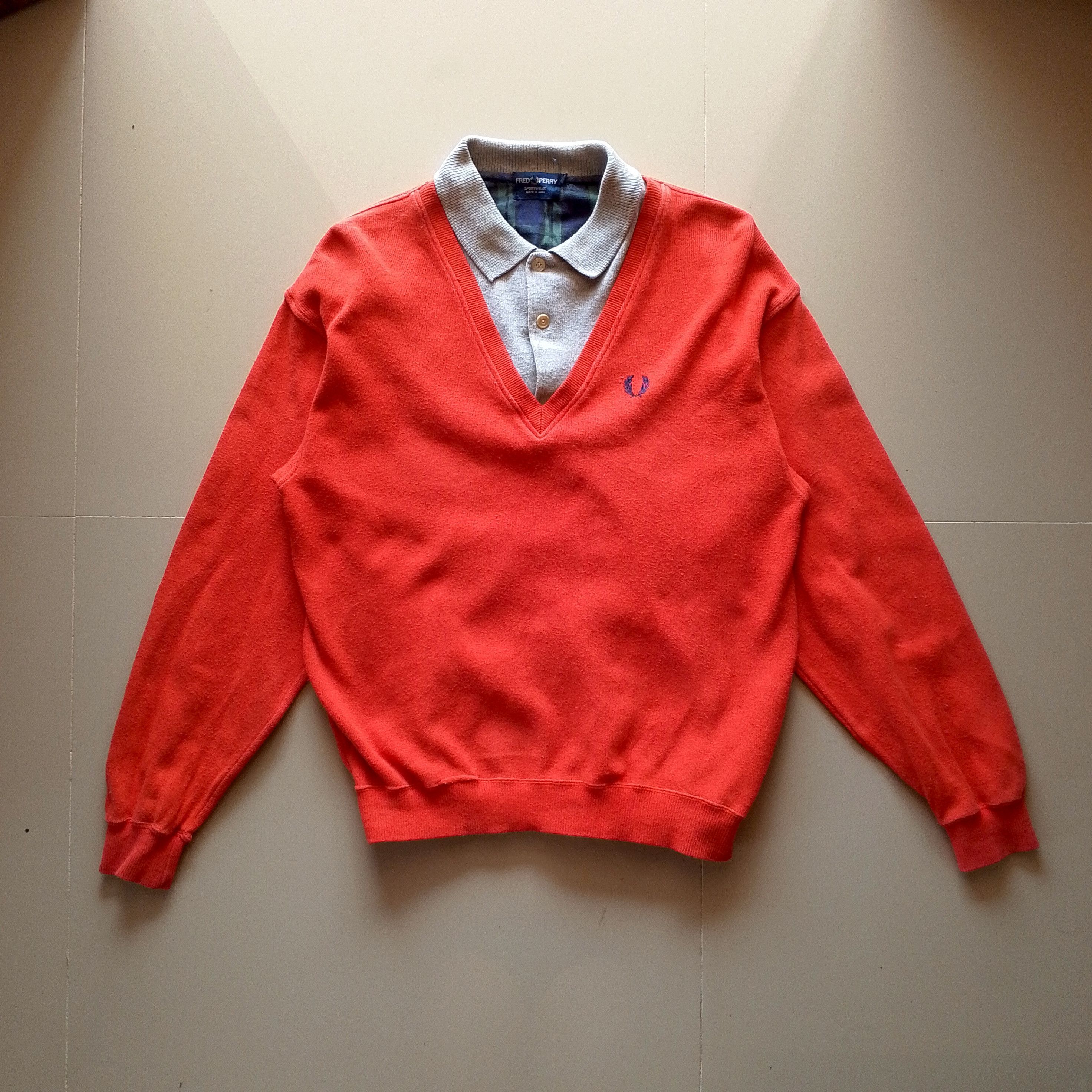 Fred Perry Rare Fred Perry V Neck Jumper included Collar Knitwear Size US M / EU 48-50 / 2 - 1 Thumbnail