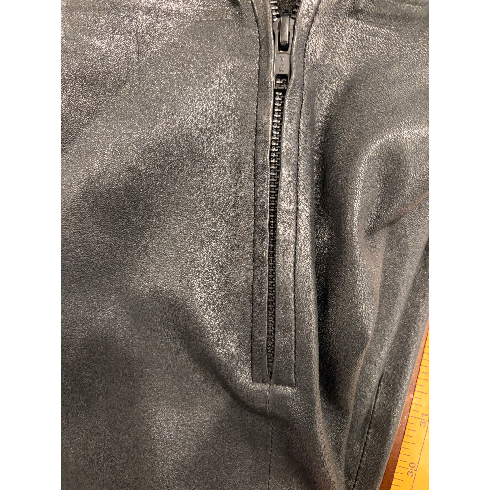 Zara VTG Zara Sheep Leather Straight Pants Womens S Black Y2K Size 26" / US 2 / IT 38 - 3 Thumbnail