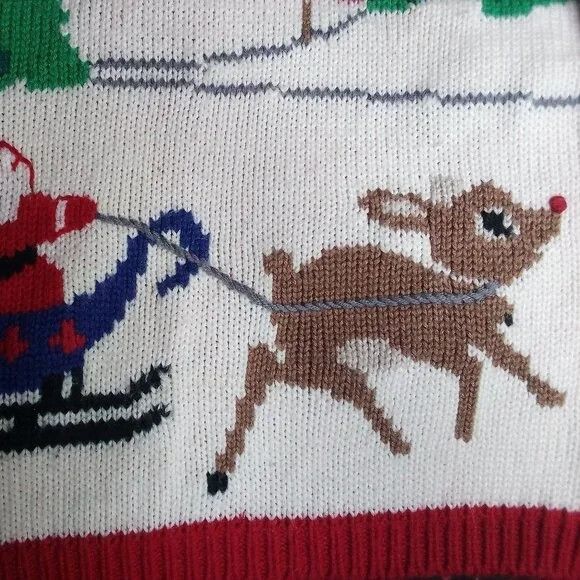 Other Vintage North Pole Santa Claus Rudolph Turtleneck Sweater Size L / US 10 / IT 46 - 2 Thumbnail
