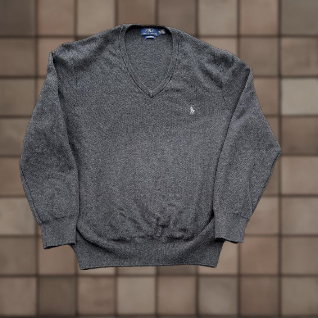 Polo Ralph Lauren Polo Ralph Lauren Sweater Mens 2XL Gray V-Neck Pima Cotton Pullover Pony Logo Knit Size US XXL / EU 58 / 5 - 1 Thumbnail