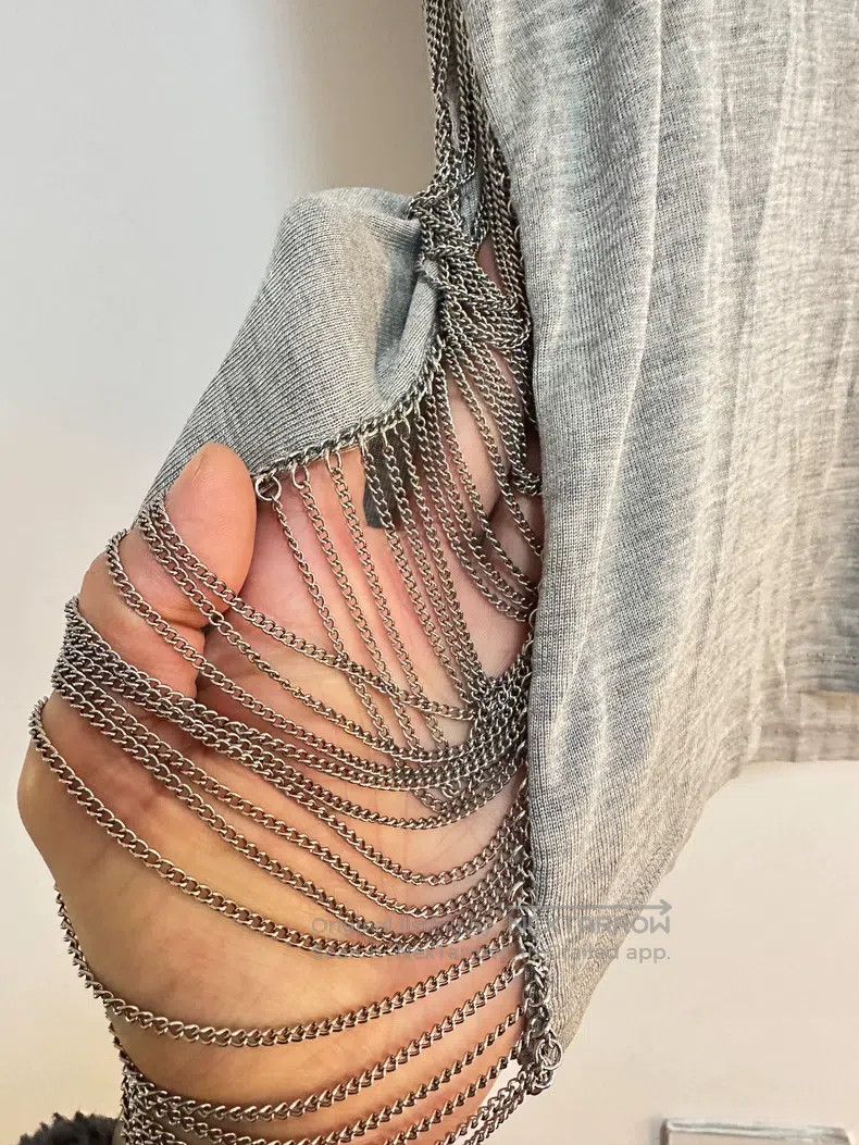 Saint Laurent Paris Saint Laurent Paris Gray Silk Side Chain Short Sleeve Size US S / EU 44-46 / 1 - 9 Thumbnail