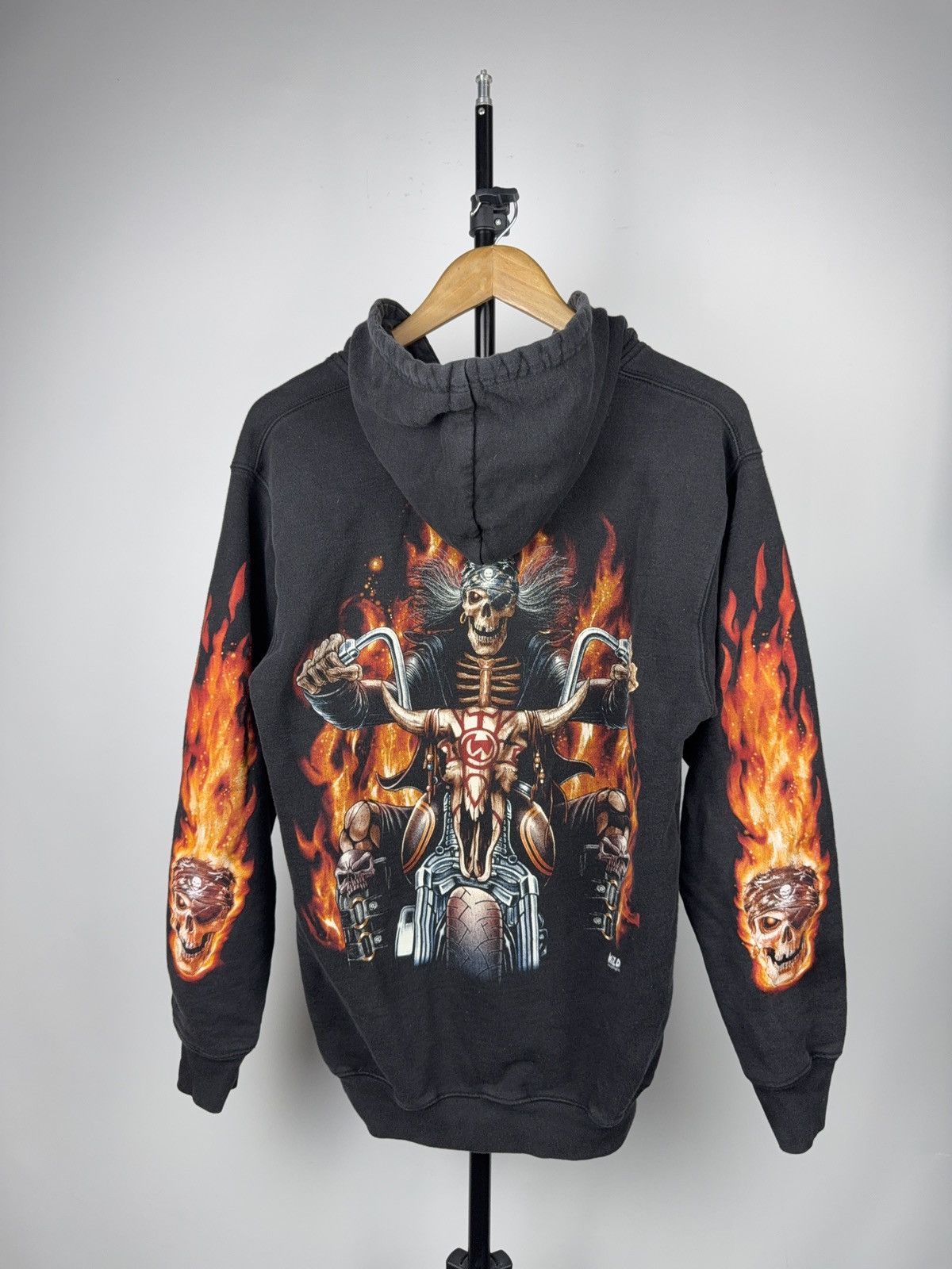 Harley Davidson Flaming Skull Biker Zip Hoodie Chopper Motorcycle Graphic Size US M / EU 48-50 / 2 - 2 Thumbnail