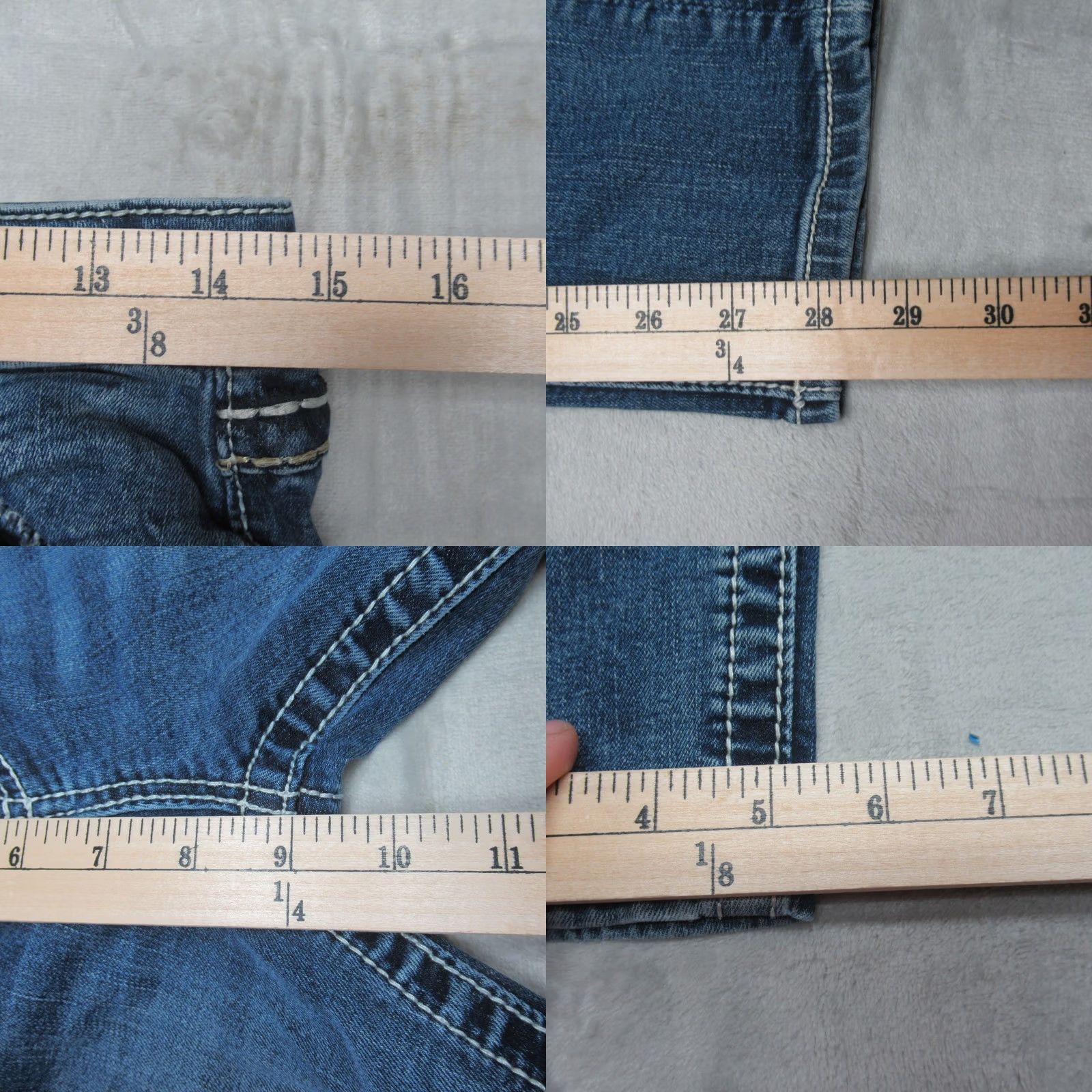 Miss Me Miss Me Jeans Womens Skinny Medium Wash Blue Denim Embellished Whisker Fade 29x28 Size 29" - 9 Thumbnail