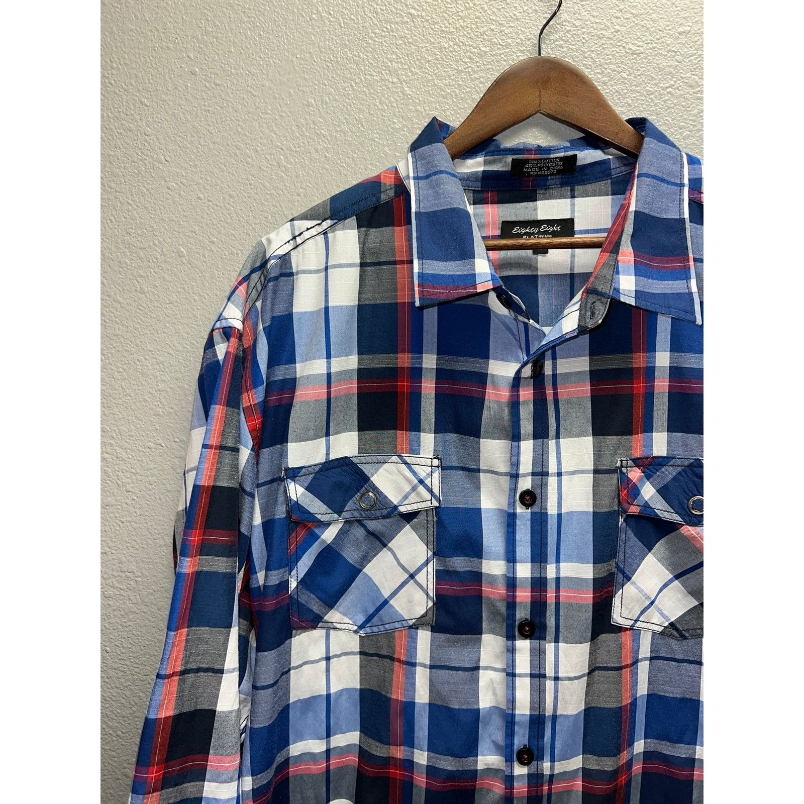 Eighty Eight Eighty Eight Platinum Button Up Shirt Blue Red Shirt 4XL 4X Size US XXL / EU 58 / 5 - 3 Thumbnail
